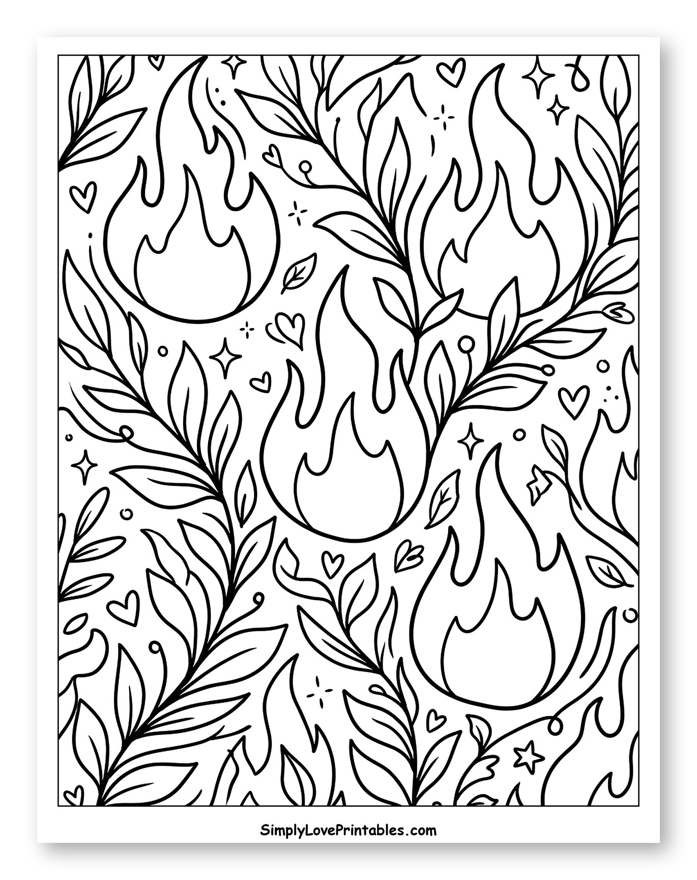 Whimsical Flames and Botanical Design