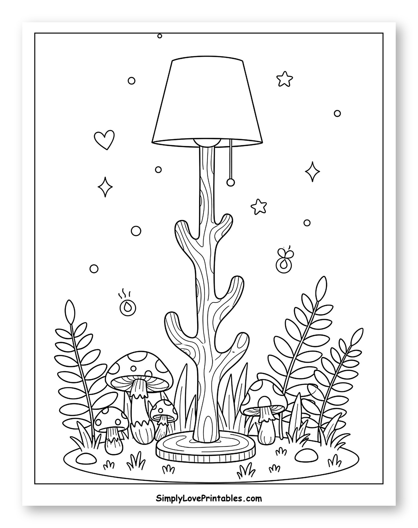 Whimsical Floor Lamp in a Mushroom Forest