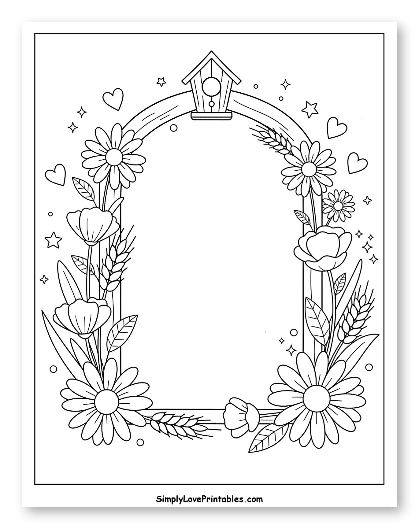 Whimsical Floral Arch with Birdhouse Frame