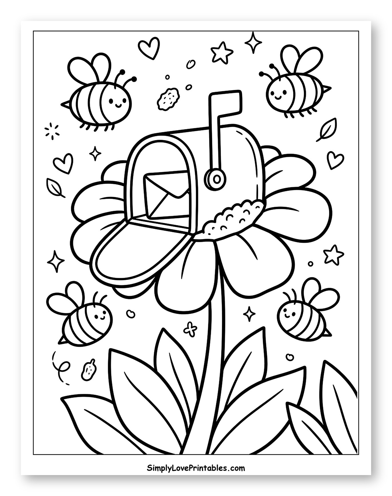 Whimsical Flower Mailbox with Flying Bees
