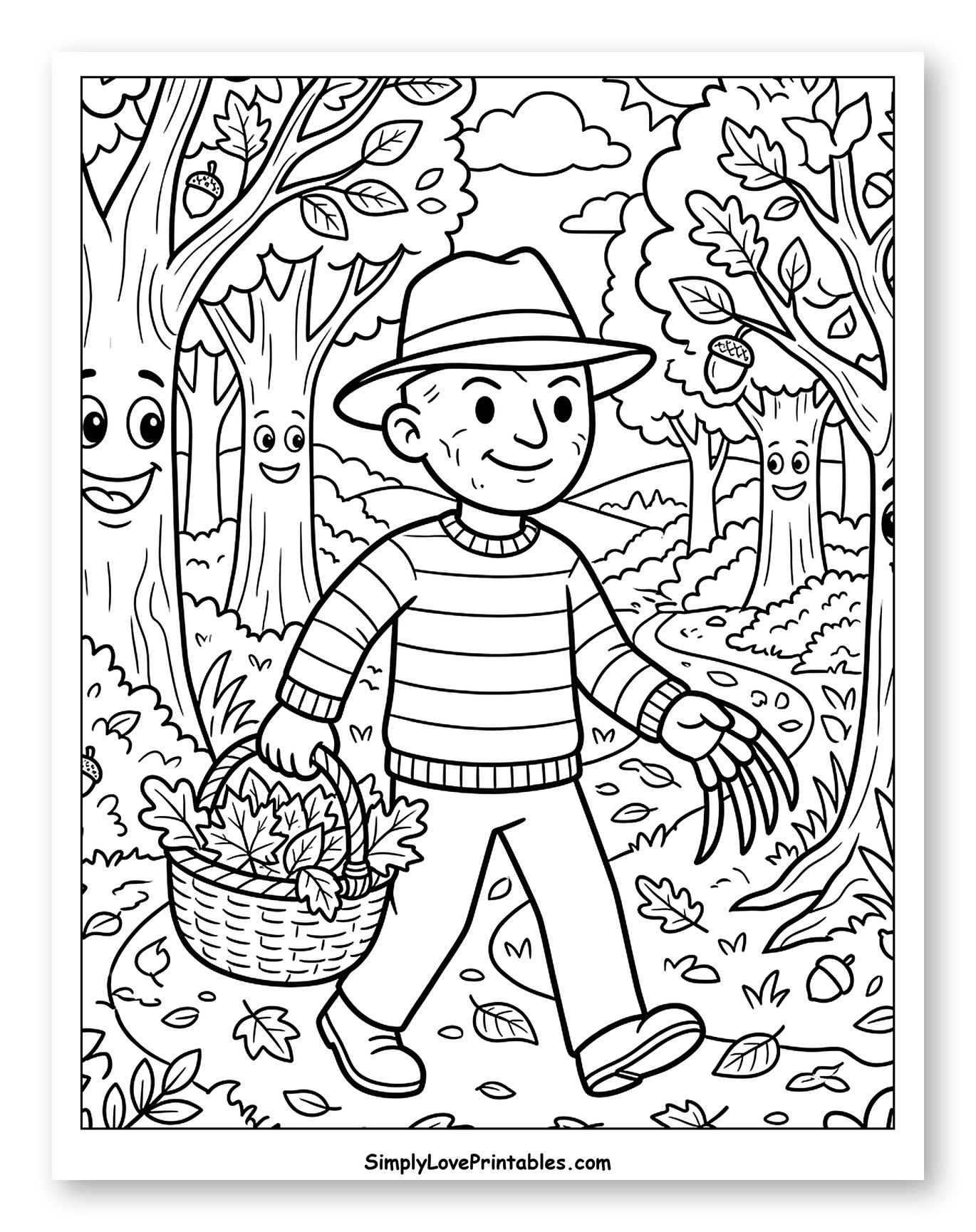 Whimsical Freddy Krueger Gathering Autumn Leaves