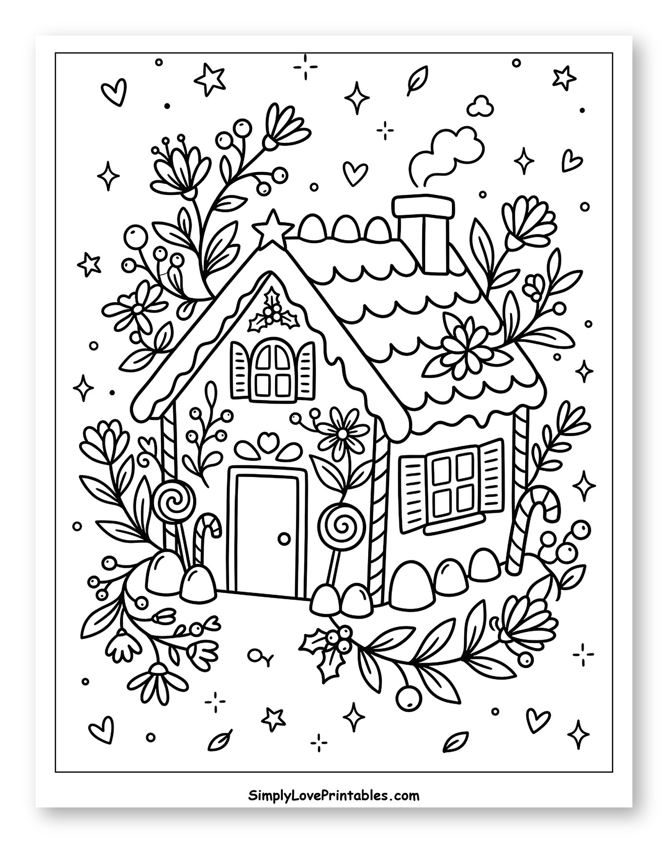 Whimsical Gingerbread House with Candies and Flowers