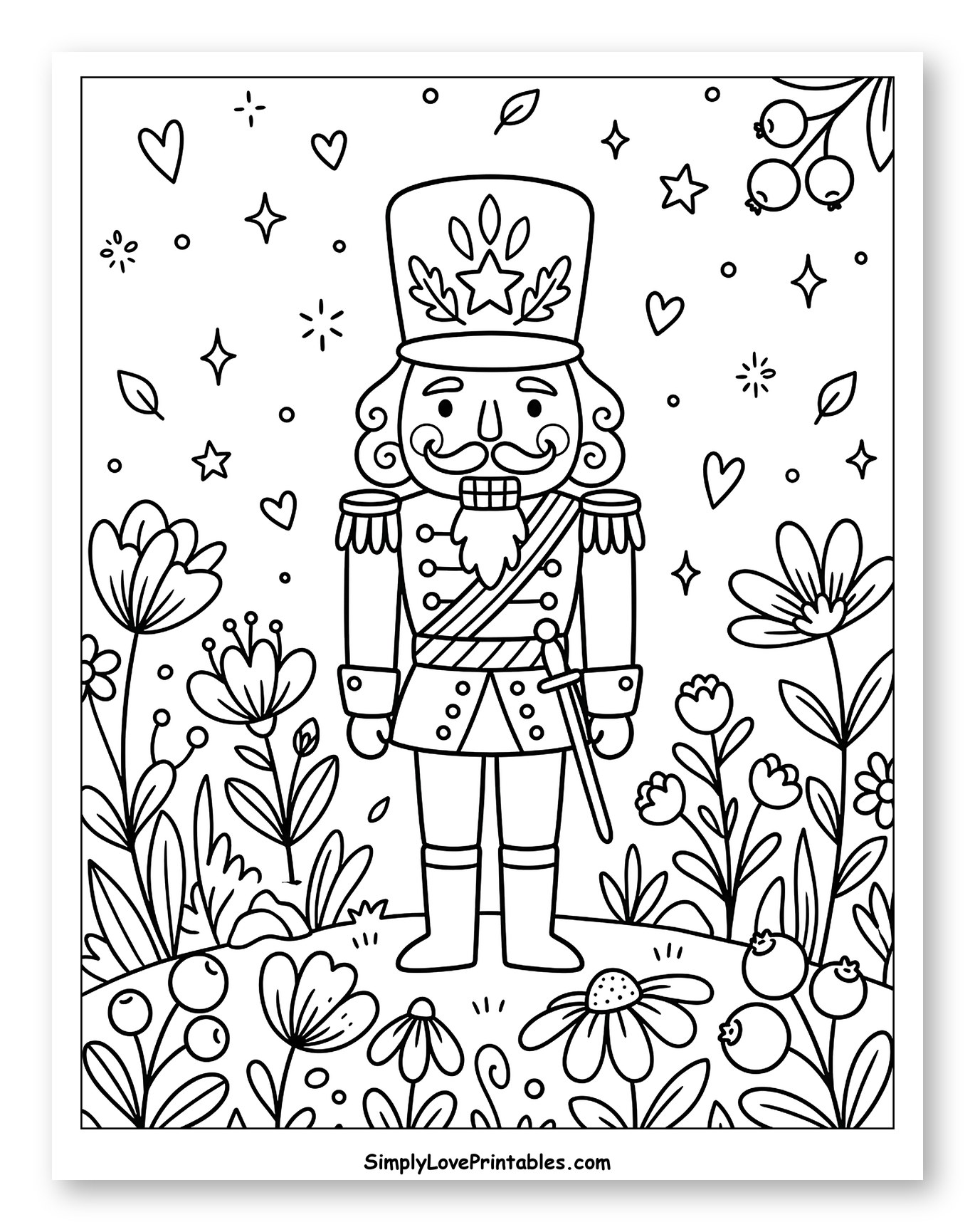 Whimsical Nutcracker Soldier in a Flower Garden