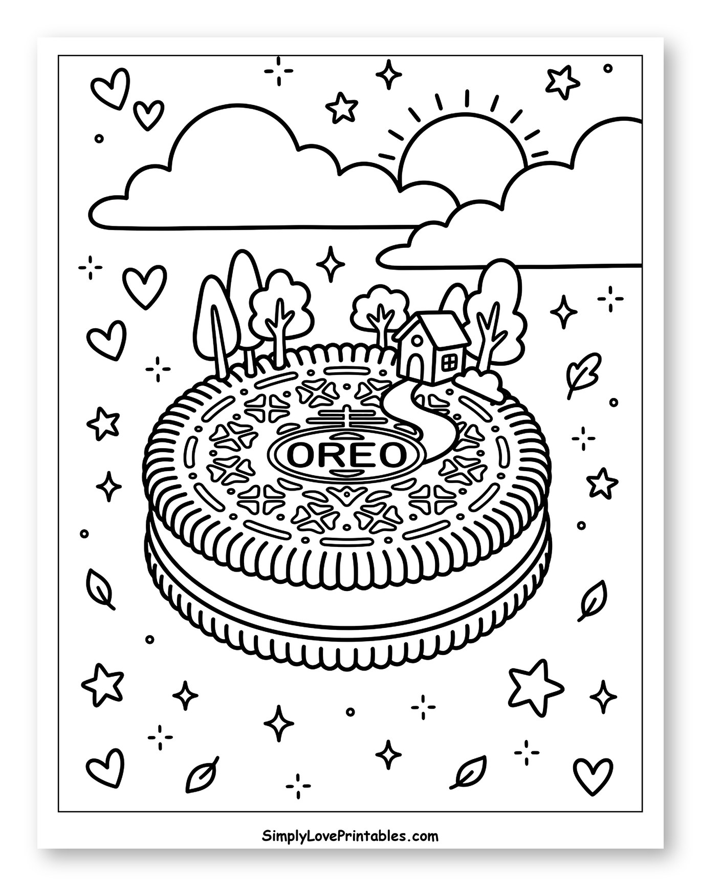 Whimsical Oreo Cookie Town with Sun