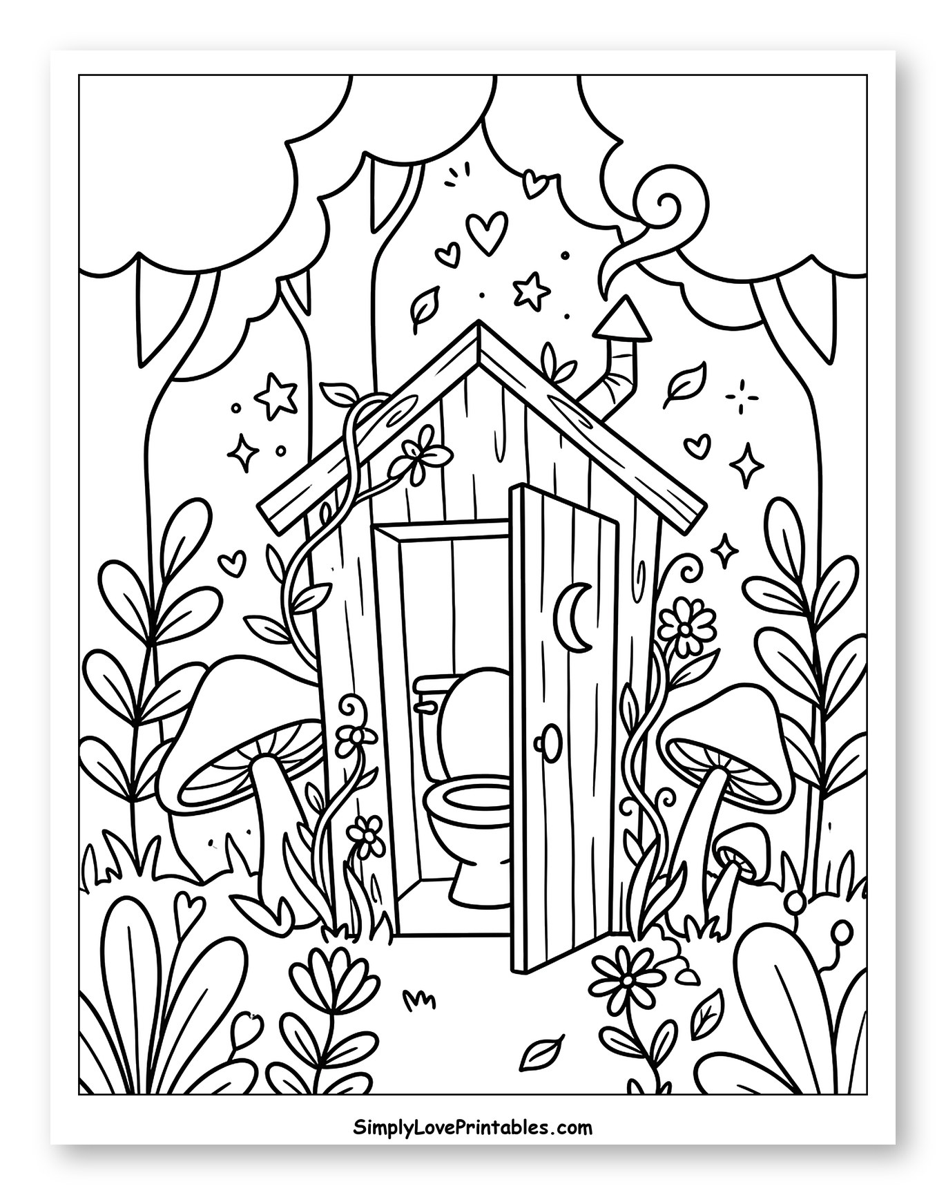 Whimsical Outhouse in a Magical Forest