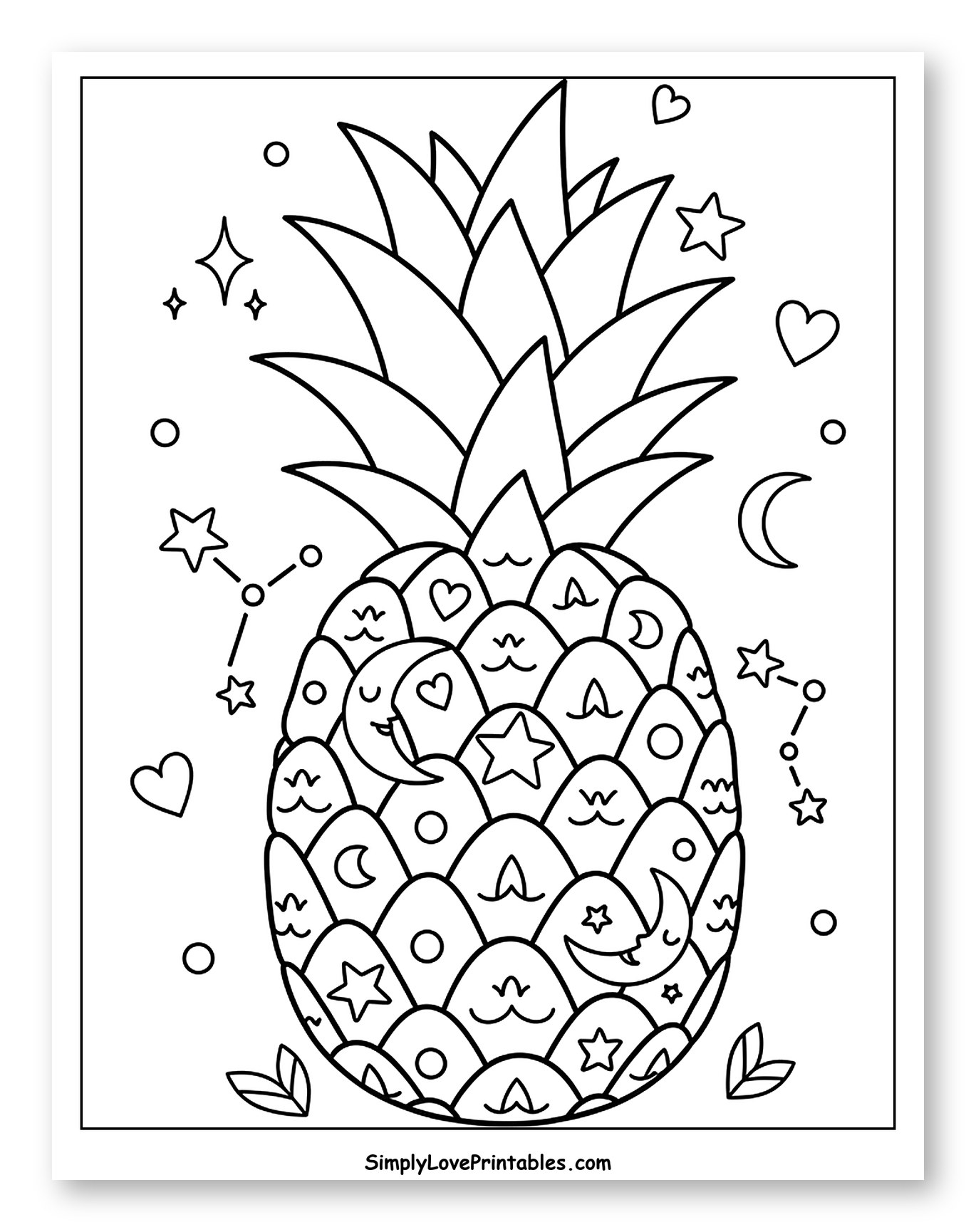 Whimsical Pineapple Adorned with Celestial Elements