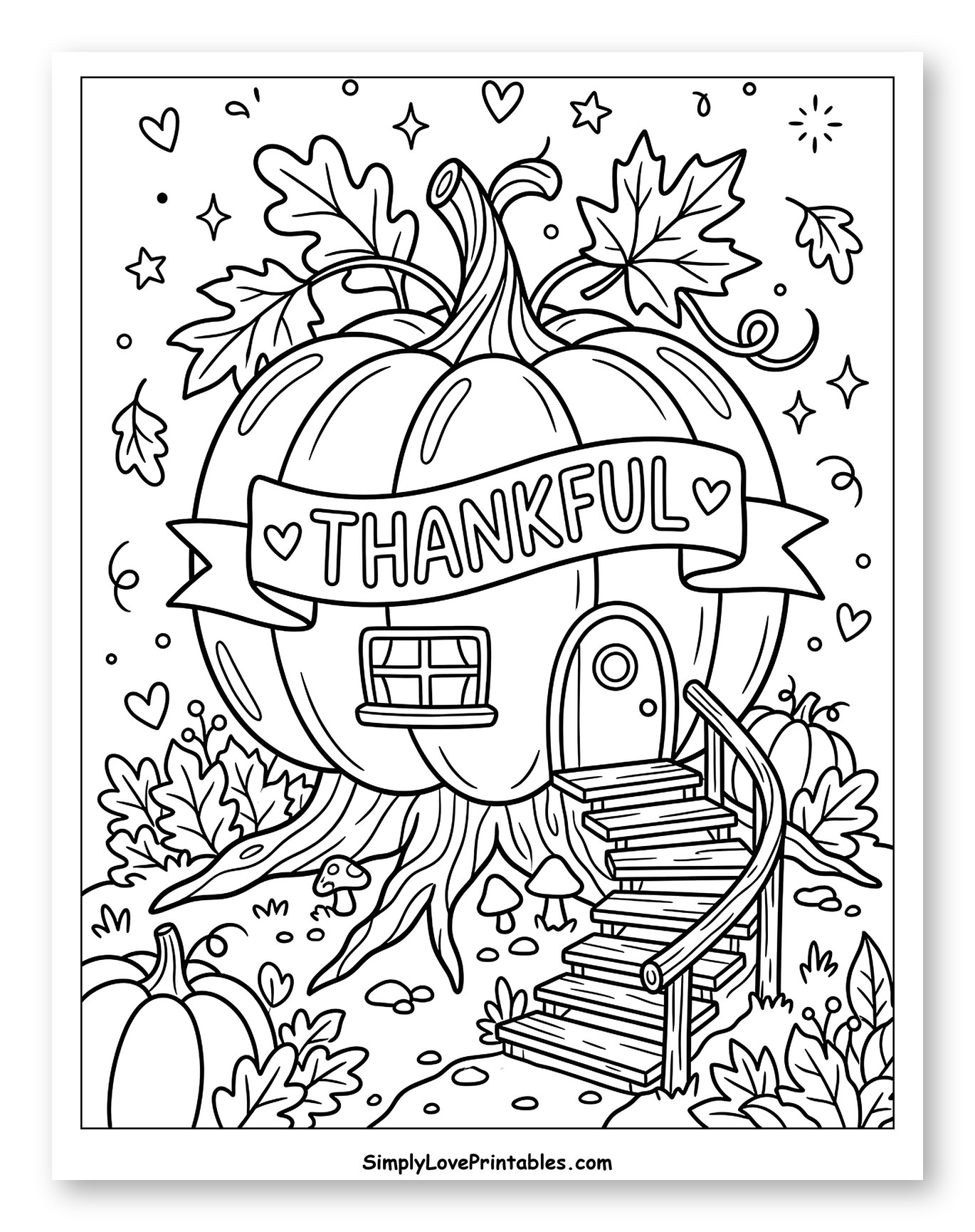 Whimsical Pumpkin House with Thankful Banner