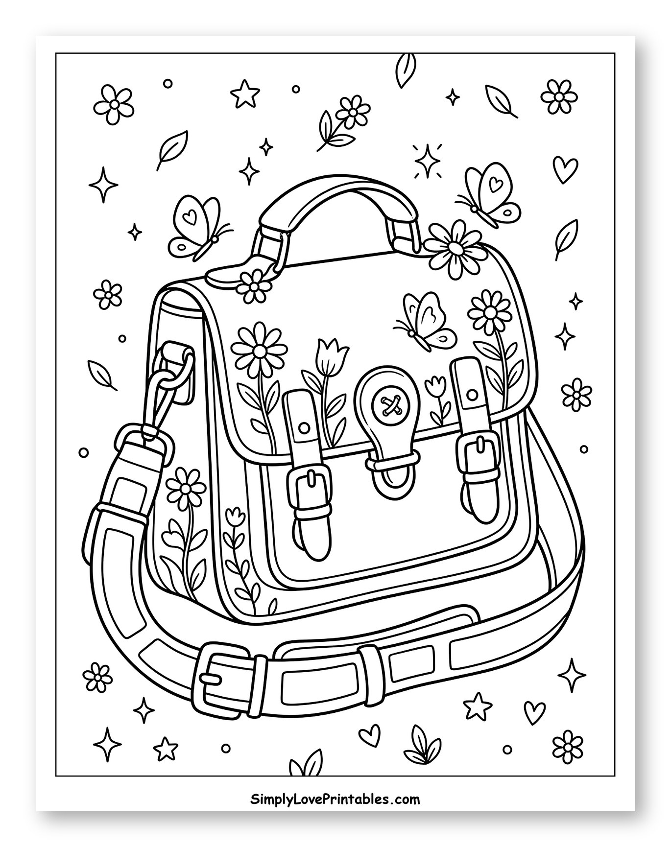 Whimsical Purse Decorated with Flowers and Butterflies