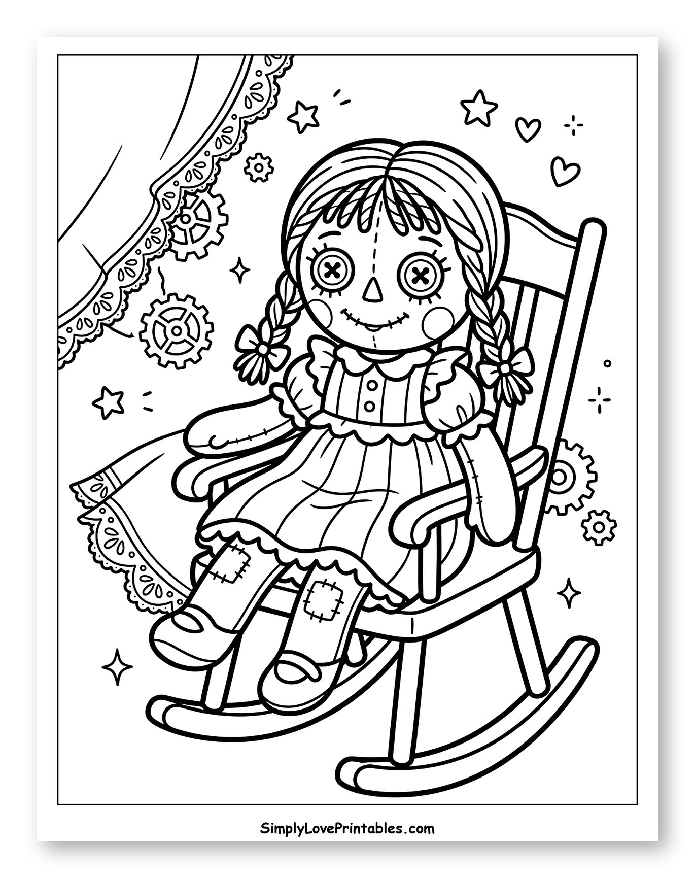 Whimsical Rag Doll in a Rocking Chair