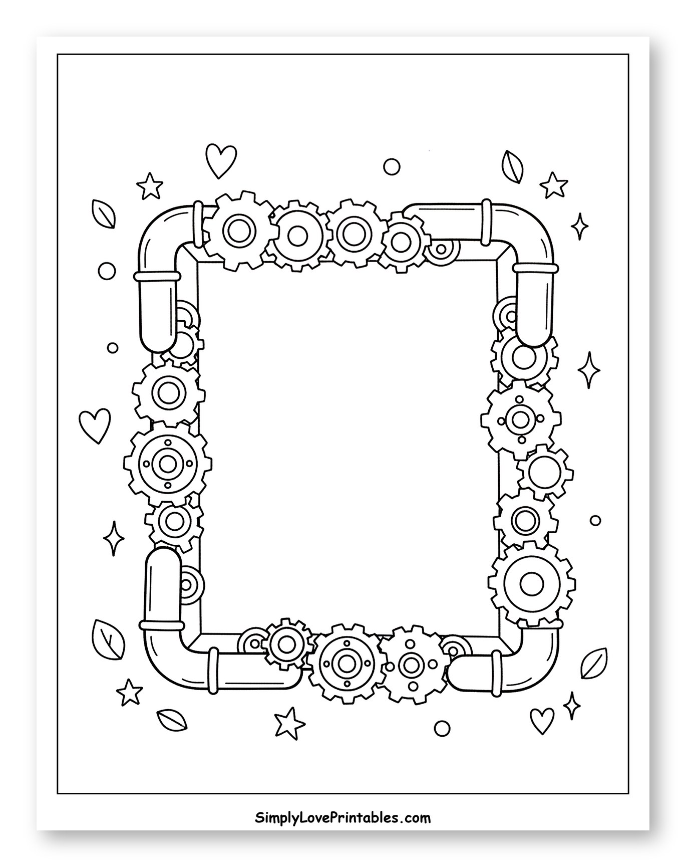 Whimsical Steampunk Frame with Gears and Pipes