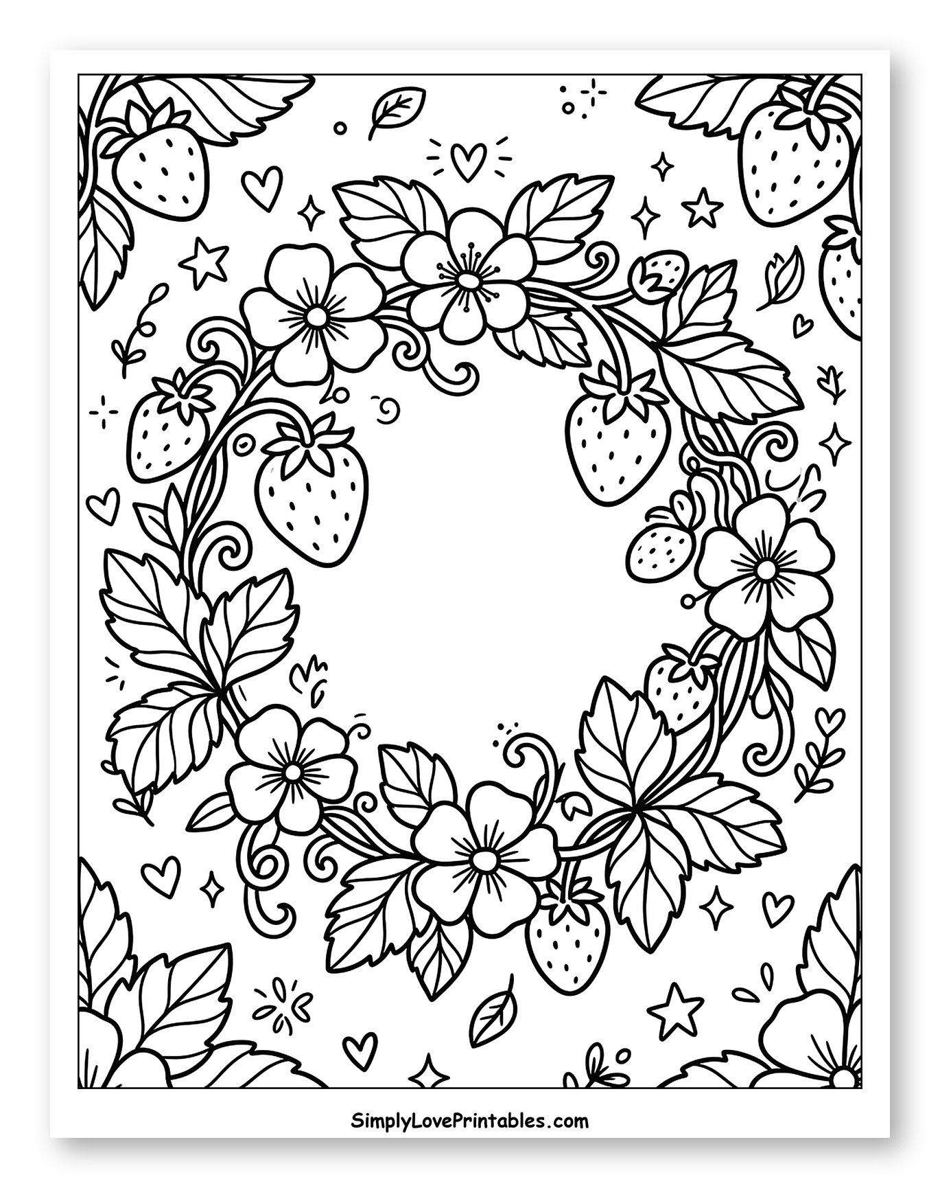 Whimsical Strawberry and Blossoms Wreath