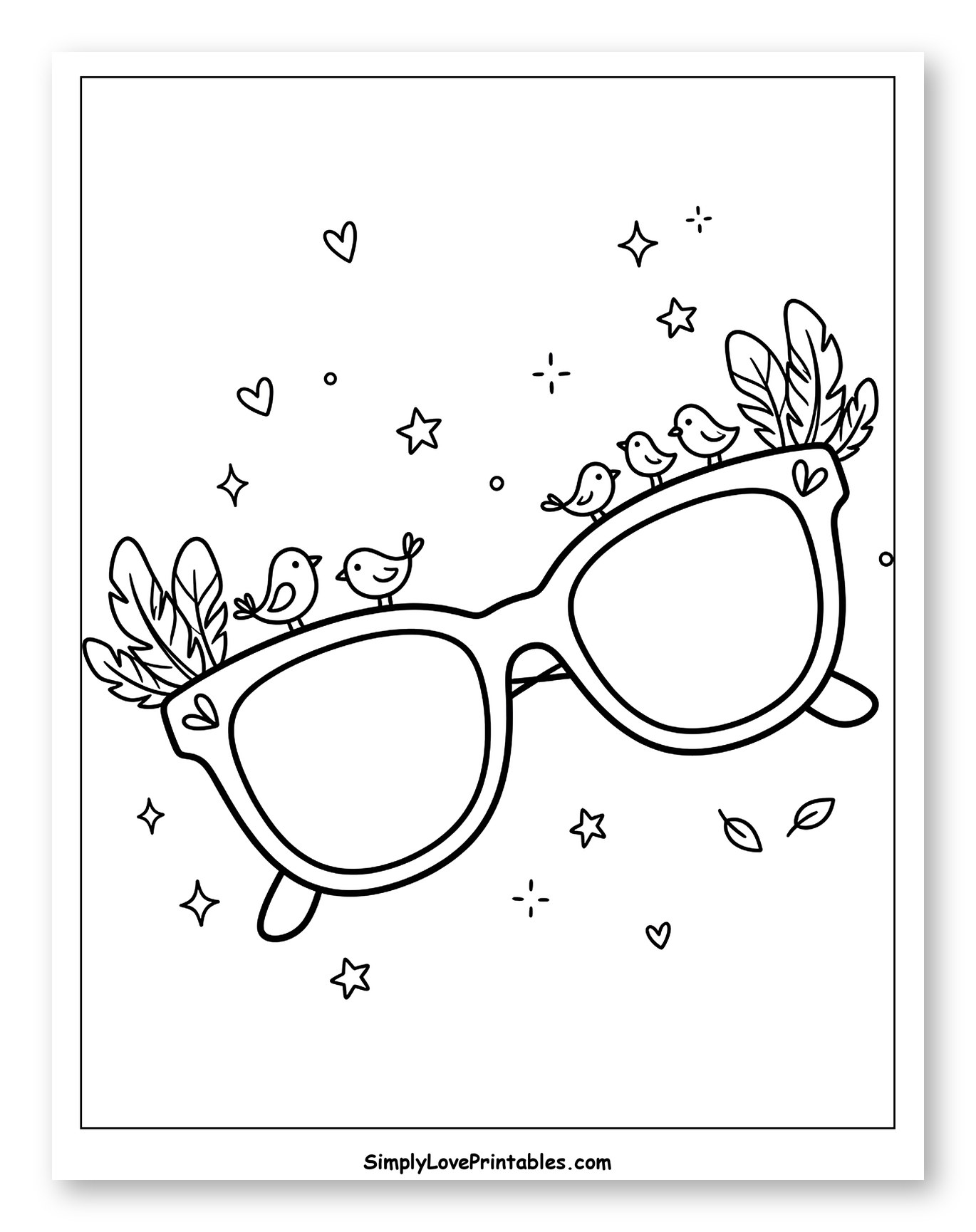 Whimsical Sunglasses with Little Birds and Leaves