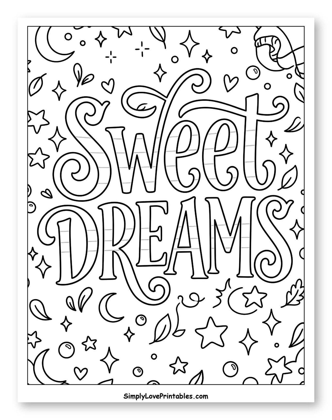 Whimsical Sweet Dreams with Stars and Leaves