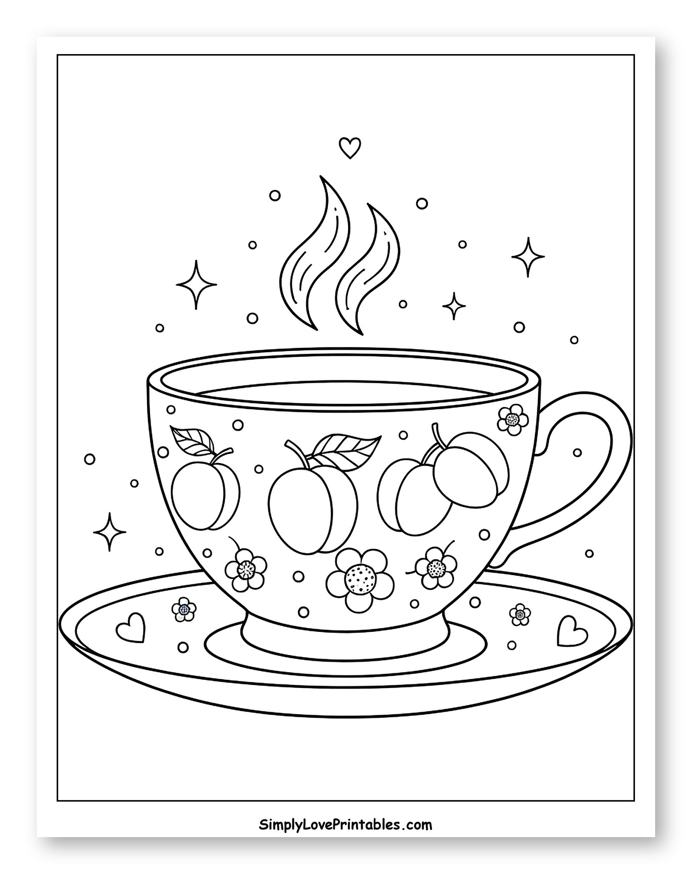 Whimsical Teacup with Apricot and Flower Pattern