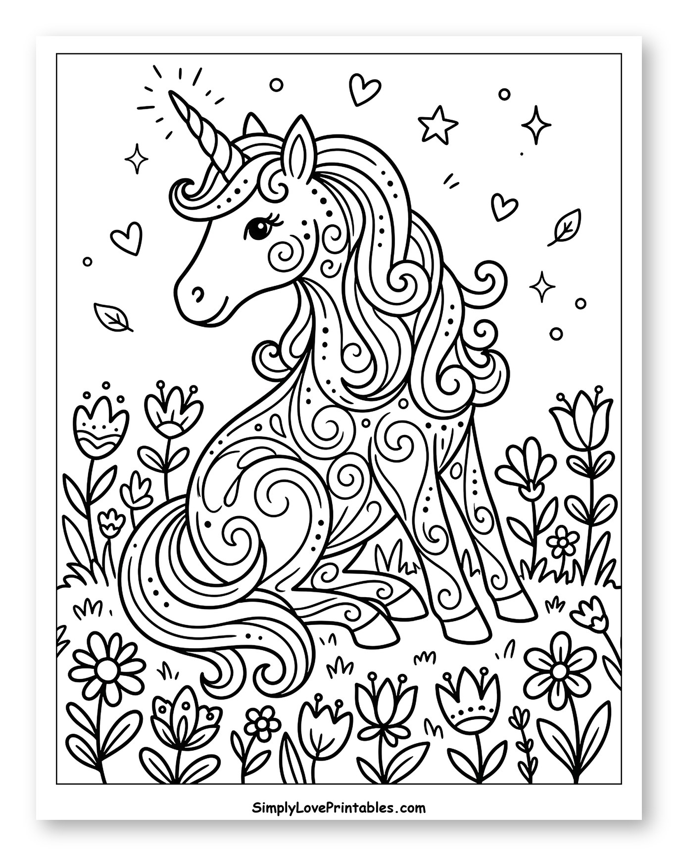 Whimsical Unicorn Amidst Blooming Flowers