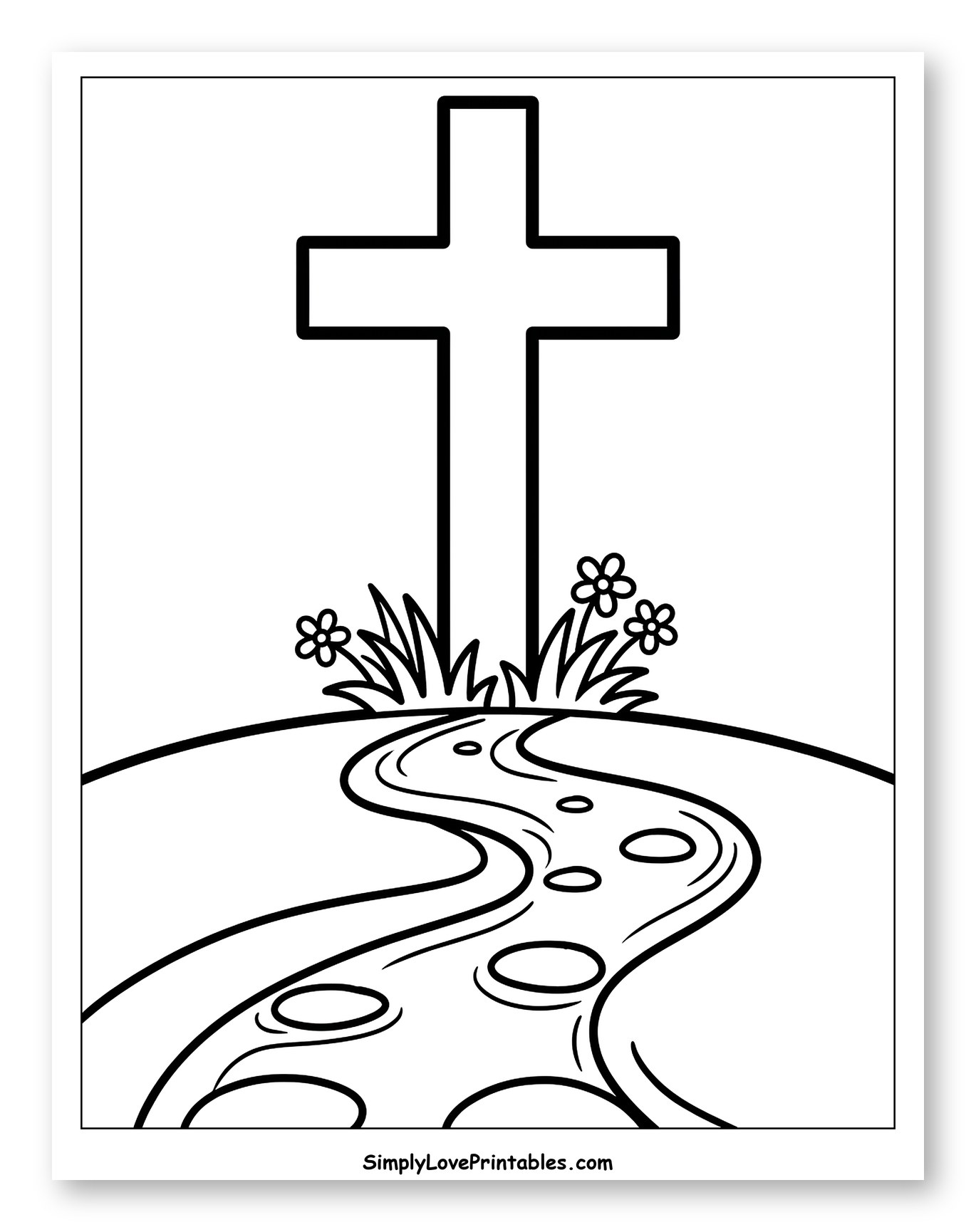 Winding Path to a Cross on a Hill