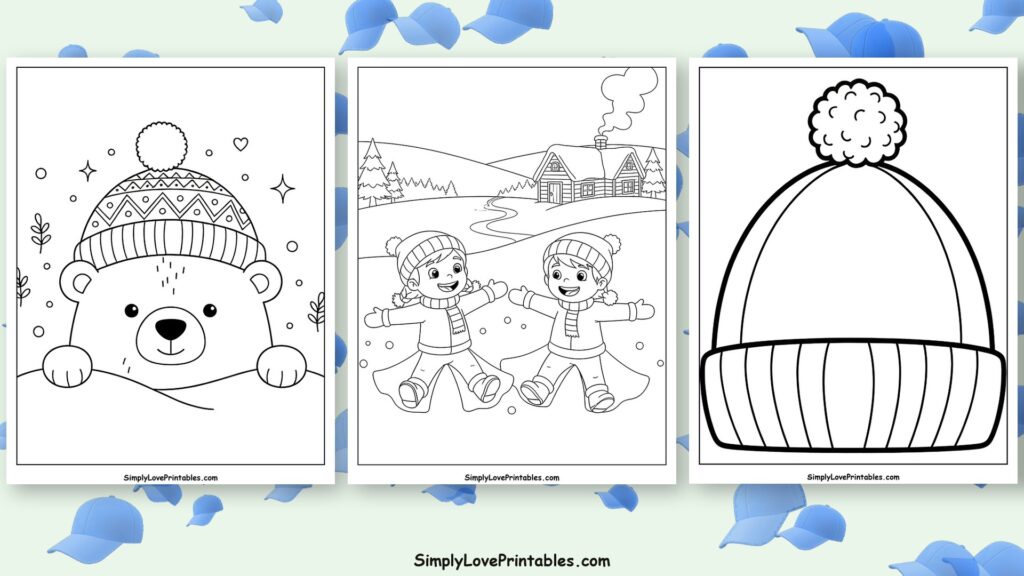 winter hat coloring pages featured image
