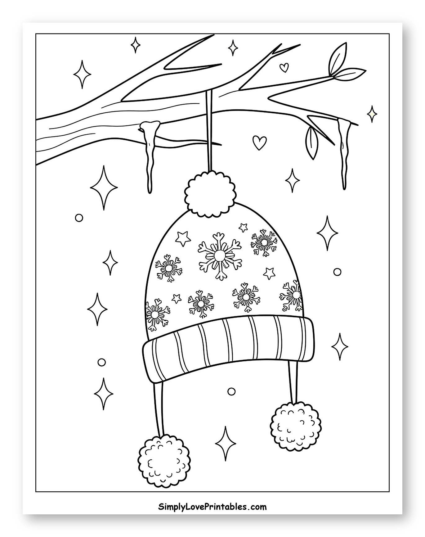 Winter Hat Hanging from Icy Branch