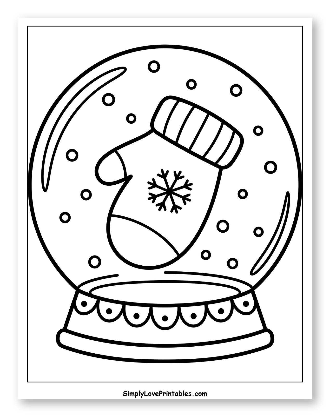 Winter Mitten with Snowflake in a Snow Globe