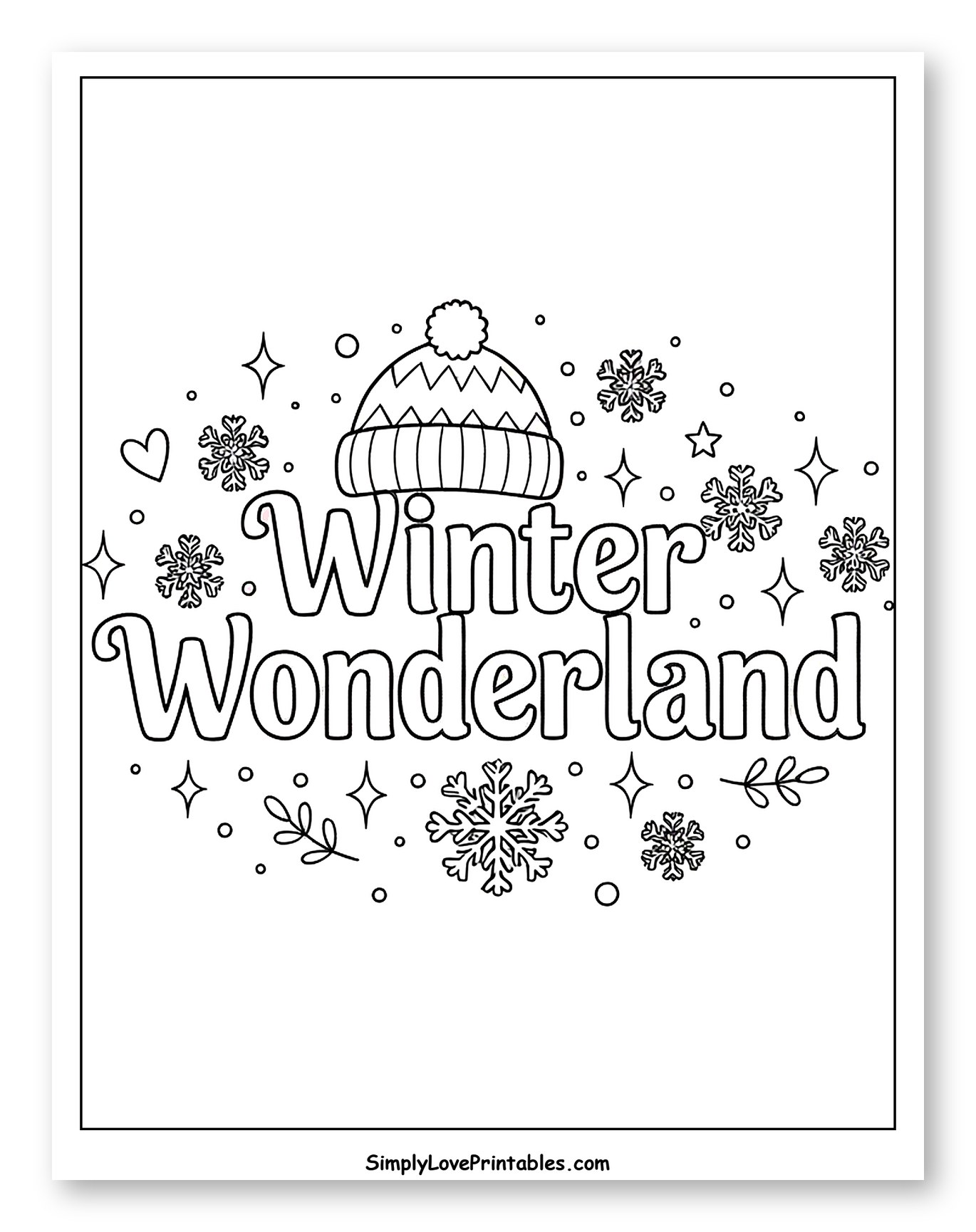 Winter Wonderland with Hat and Snowflakes