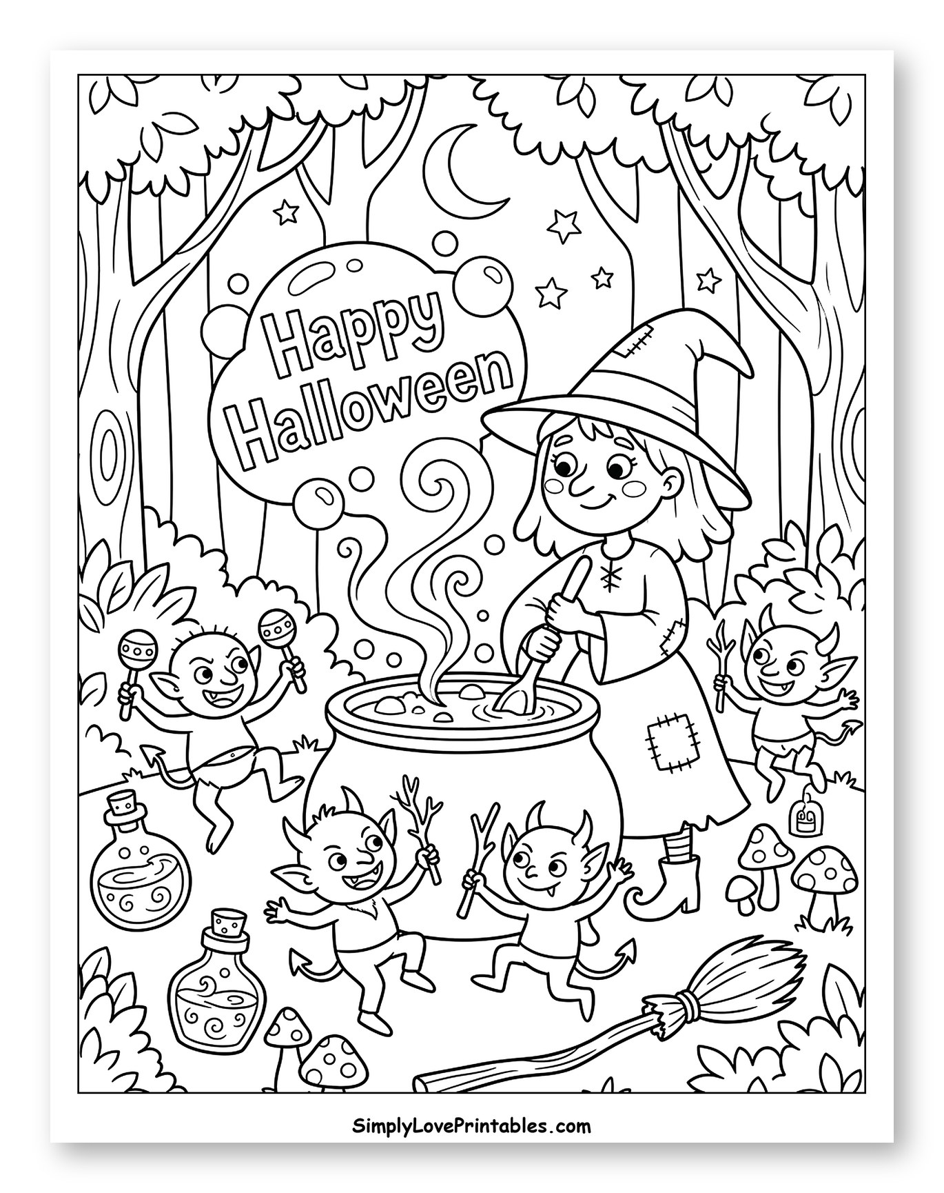 Witch and Imps Brewing Halloween Potion