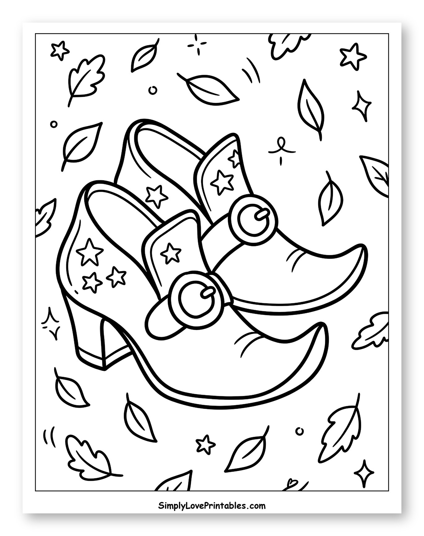 Witch Boots with Stars and Falling Leaves