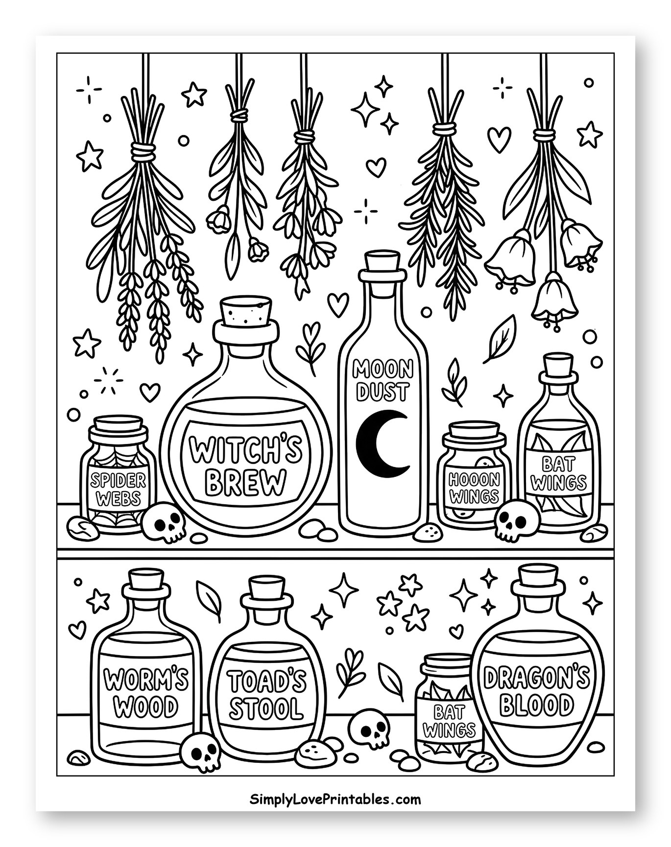 Witch's Apothecary with Potions and Herbs