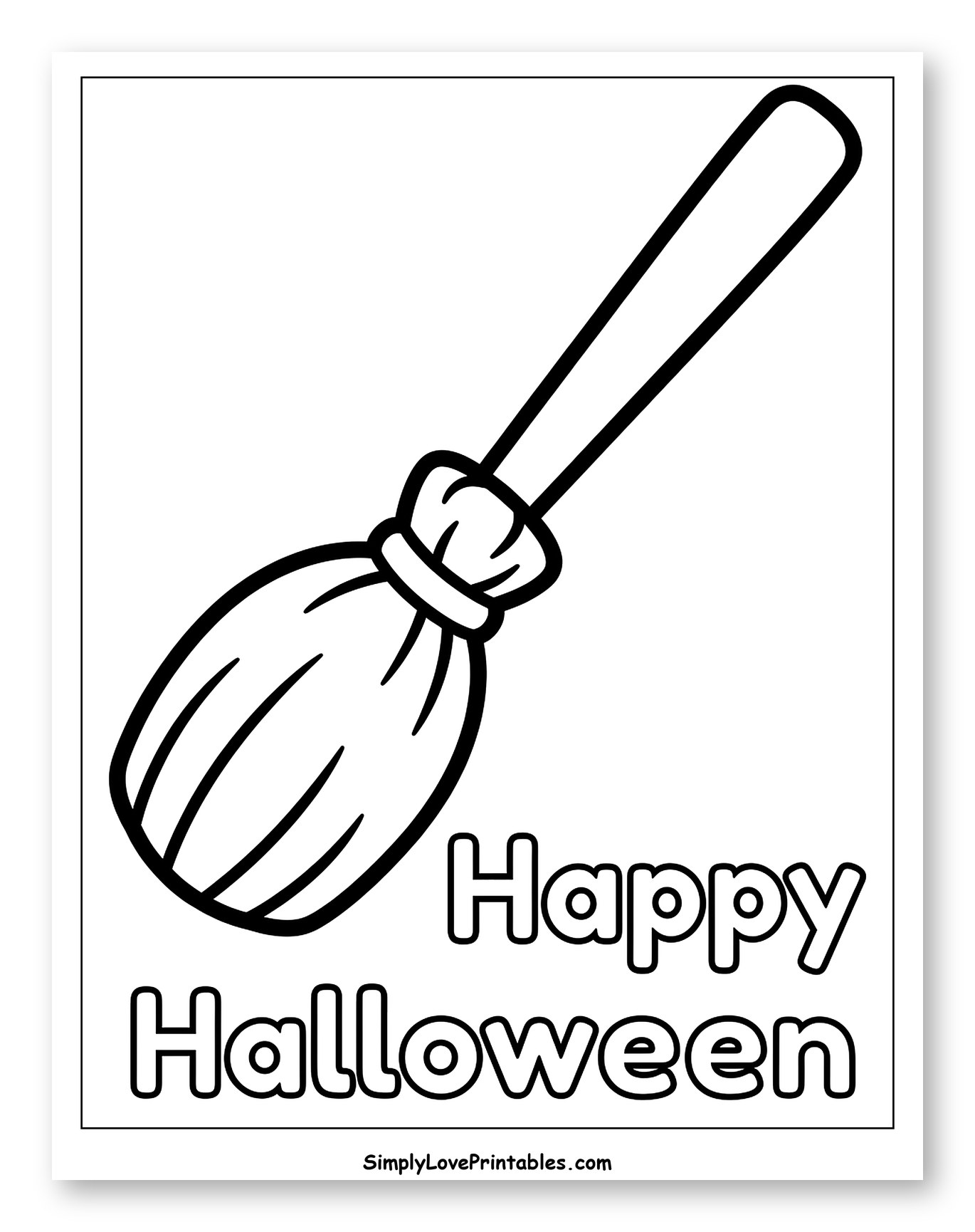 Witch's Broom and Happy Halloween
