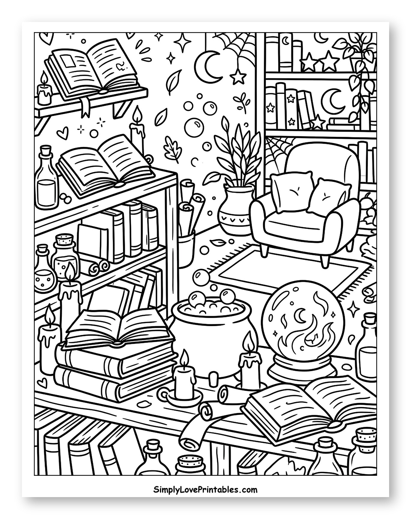 Witch's Study with Potions and Books