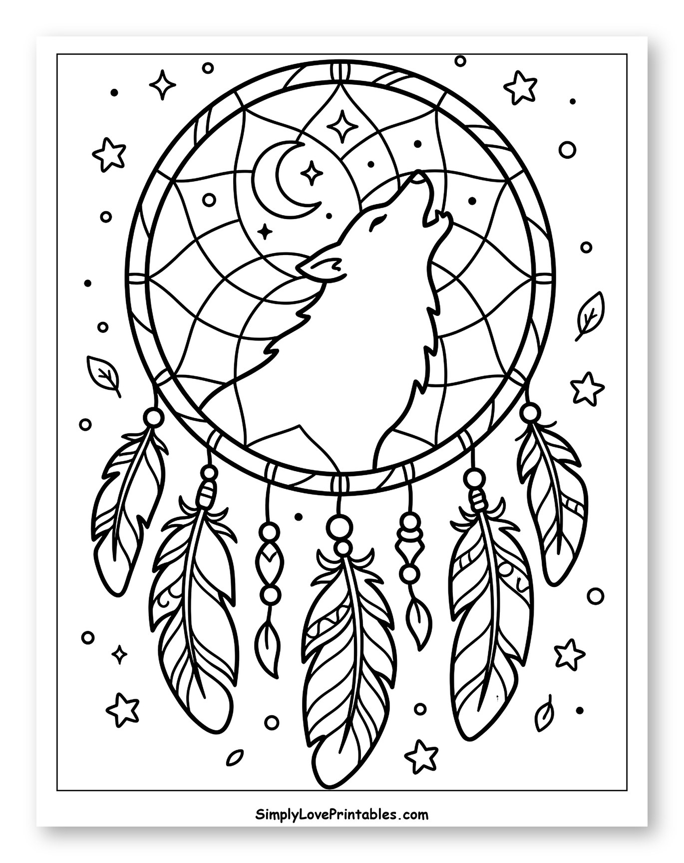 Wolf Howling at Moon Dreamcatcher