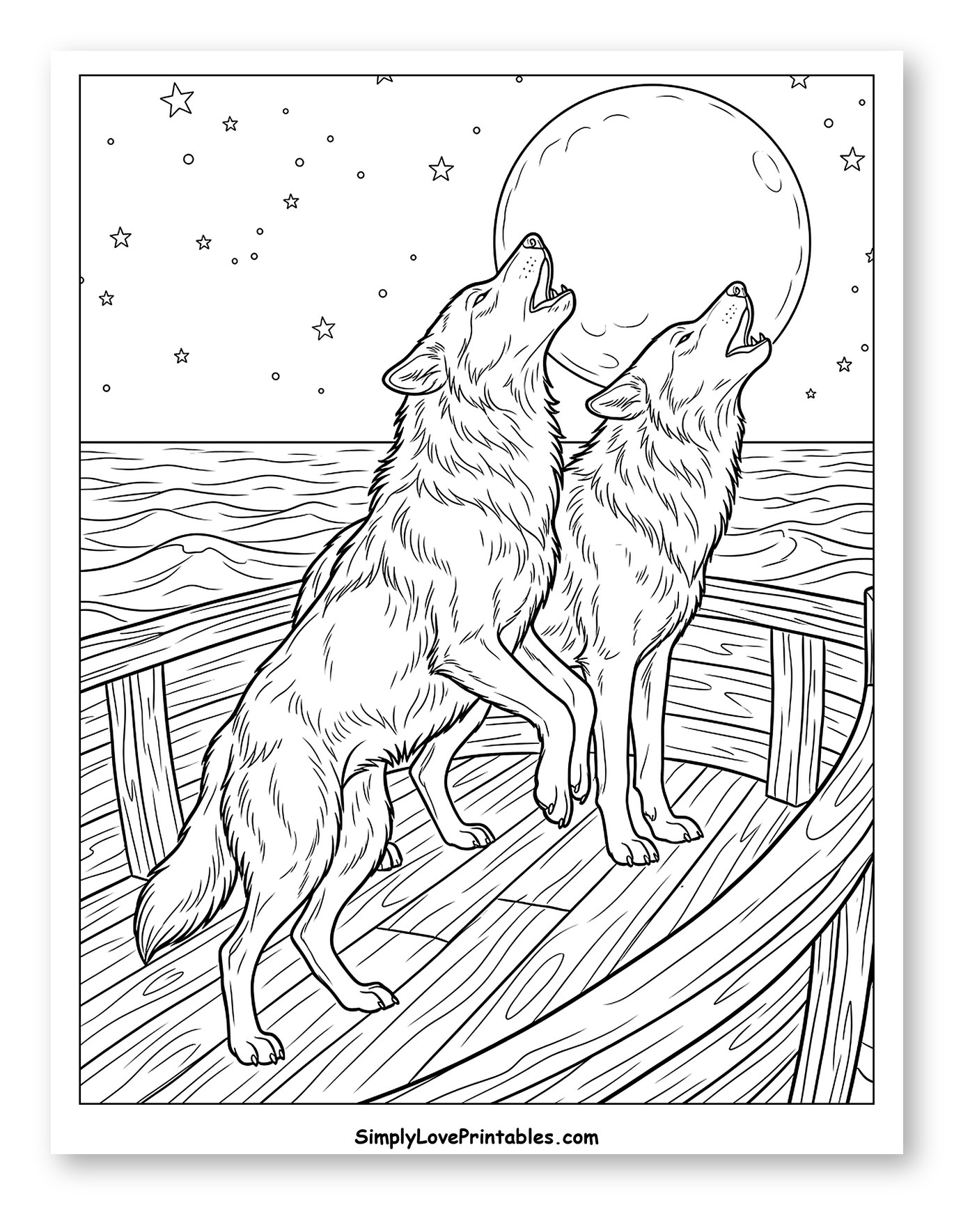 Wolves Howling on the Ark Deck at Night