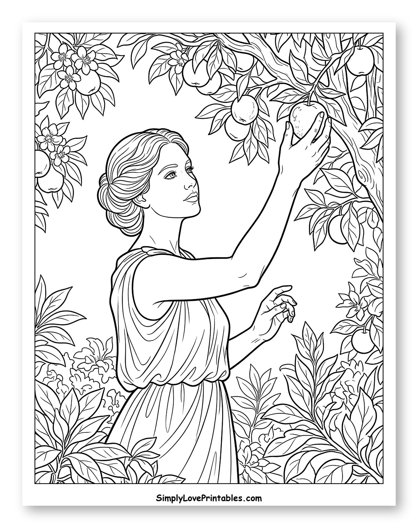 Woman Picking an Apple from a Tree