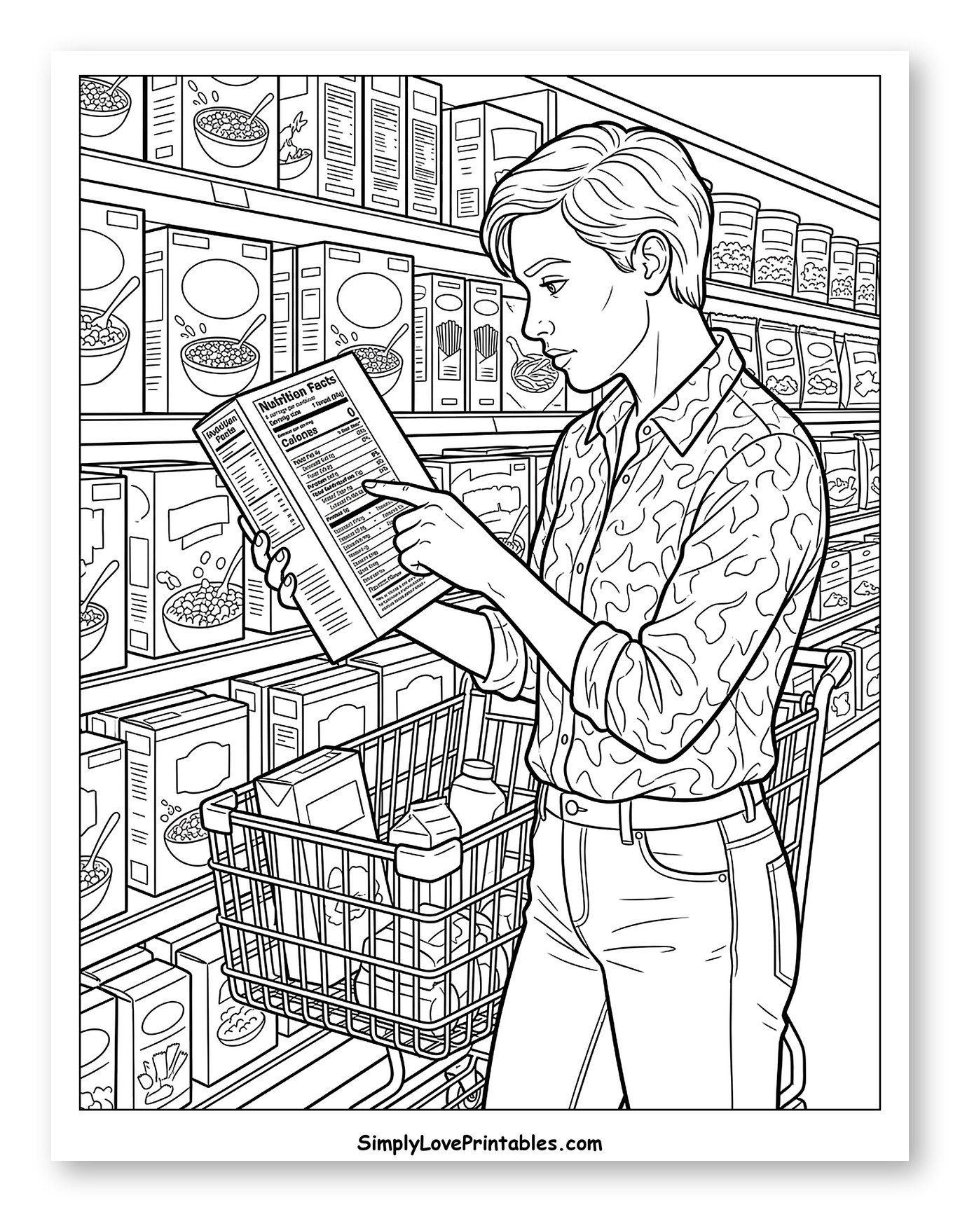 Woman Reading Nutrition Facts at Grocery Store