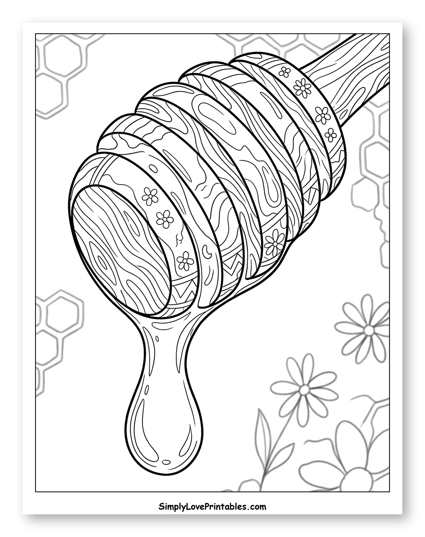 Wooden Honey Dipper Dripping Sweet Honey to Color
