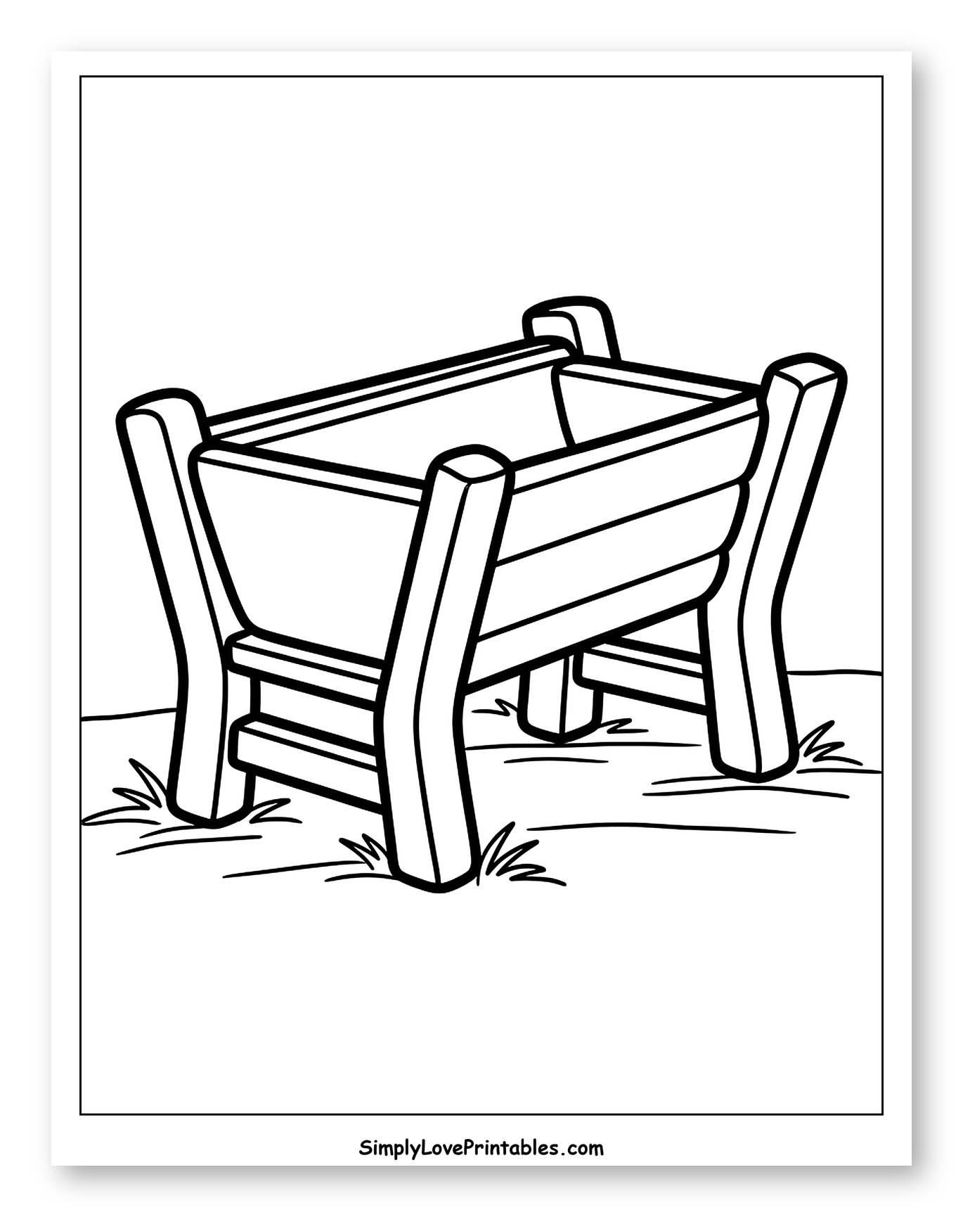 Wooden Manger Resting on Grass