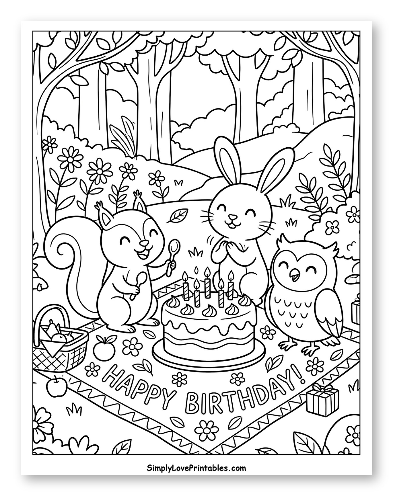 Woodland Animals Birthday Picnic Celebration