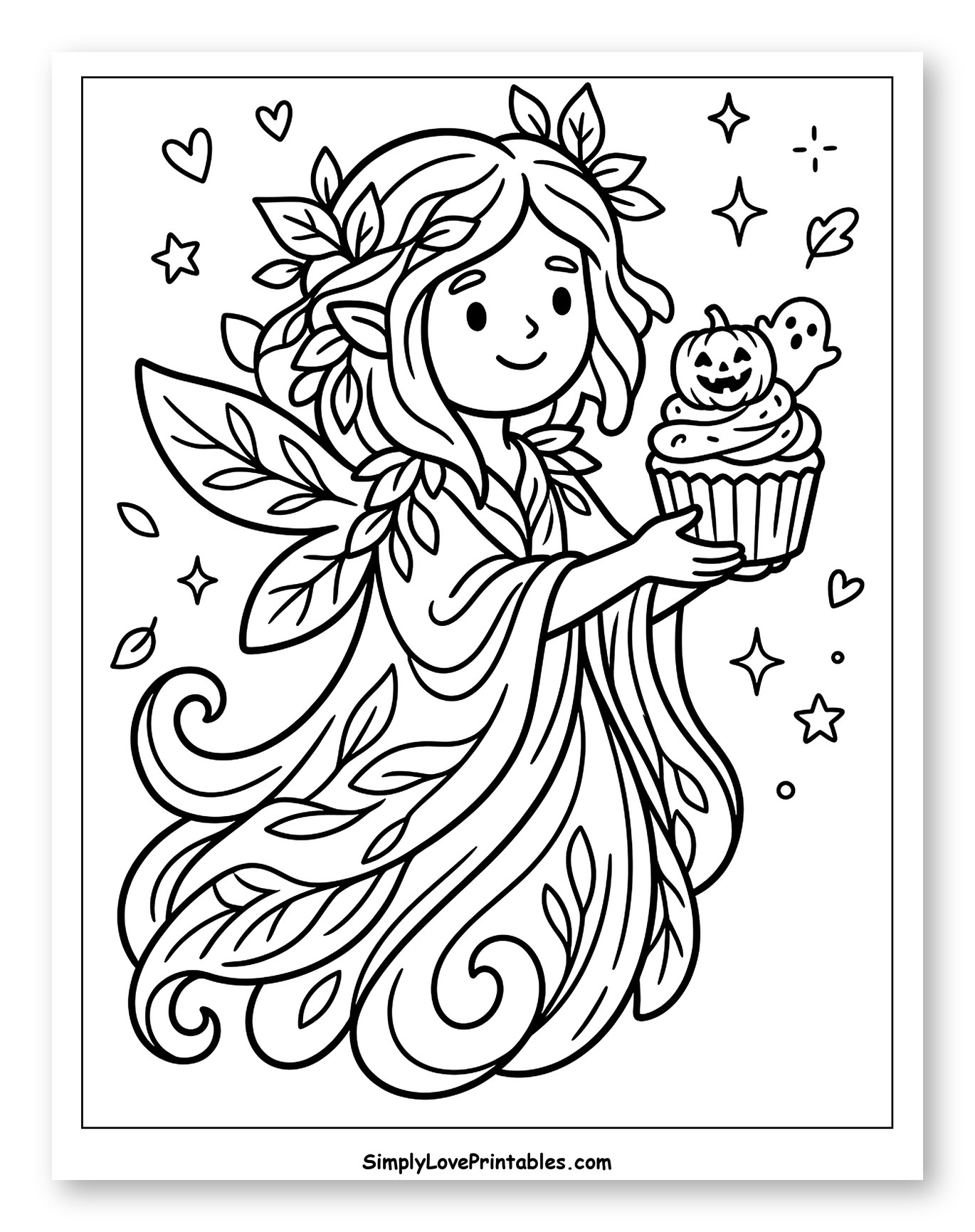 Woodland Fairy Holding Halloween Cupcake