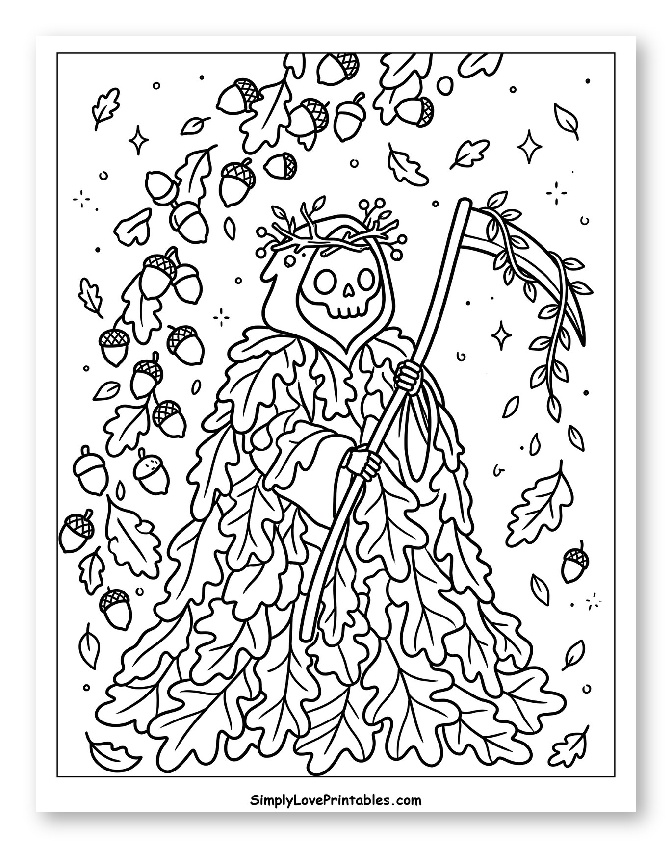 Woodland Grim Reaper and Falling Leaves