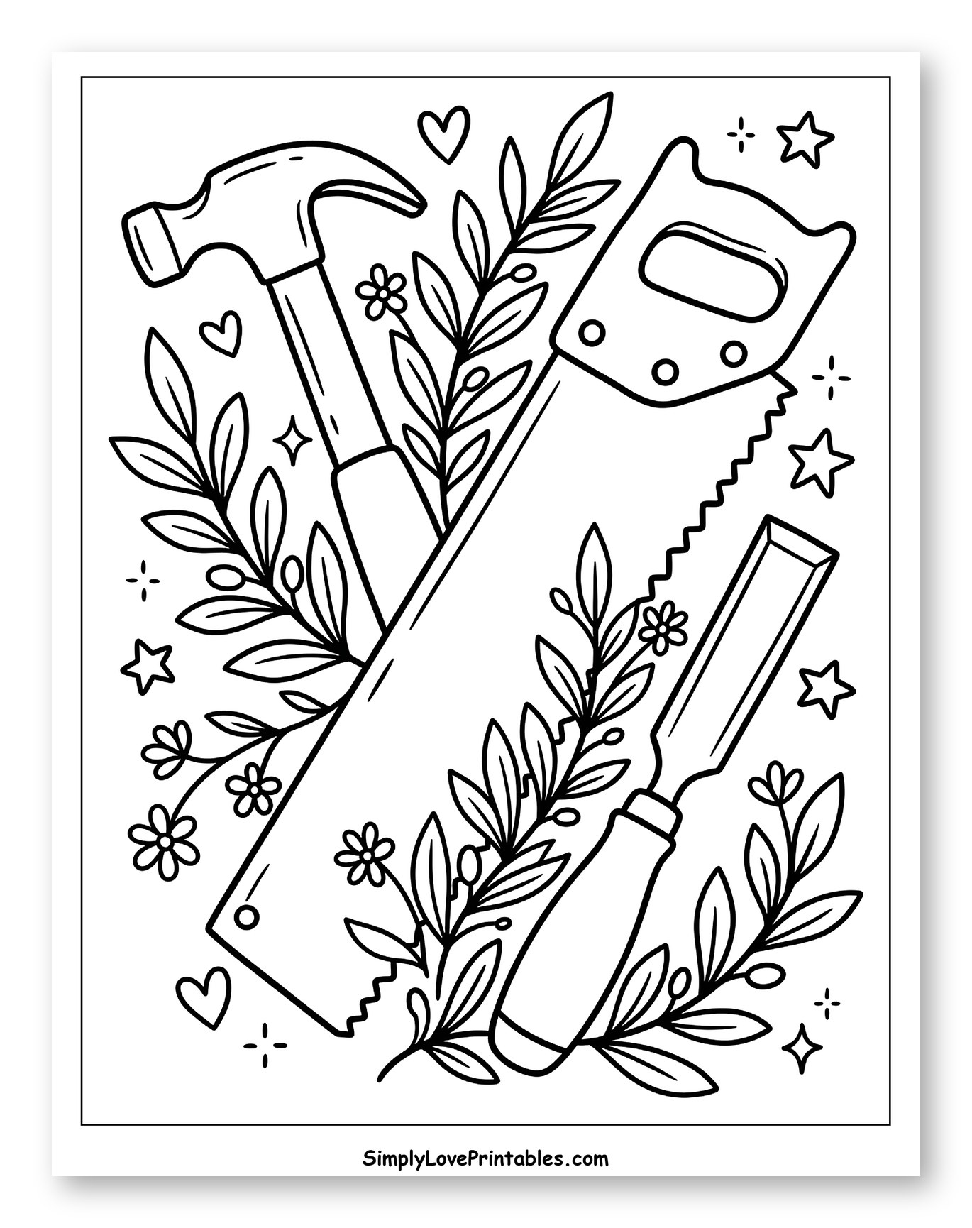Woodworking Tools with Botanical Elements