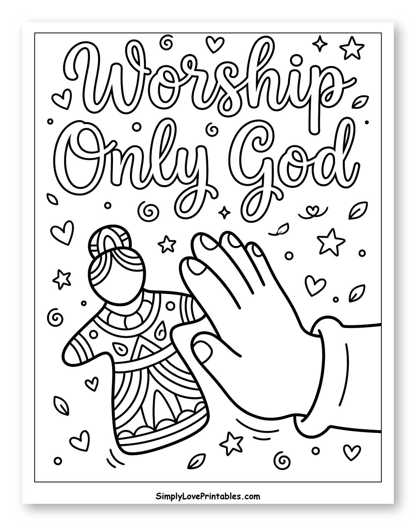 Worship Only God Text with Hand and Puppet
