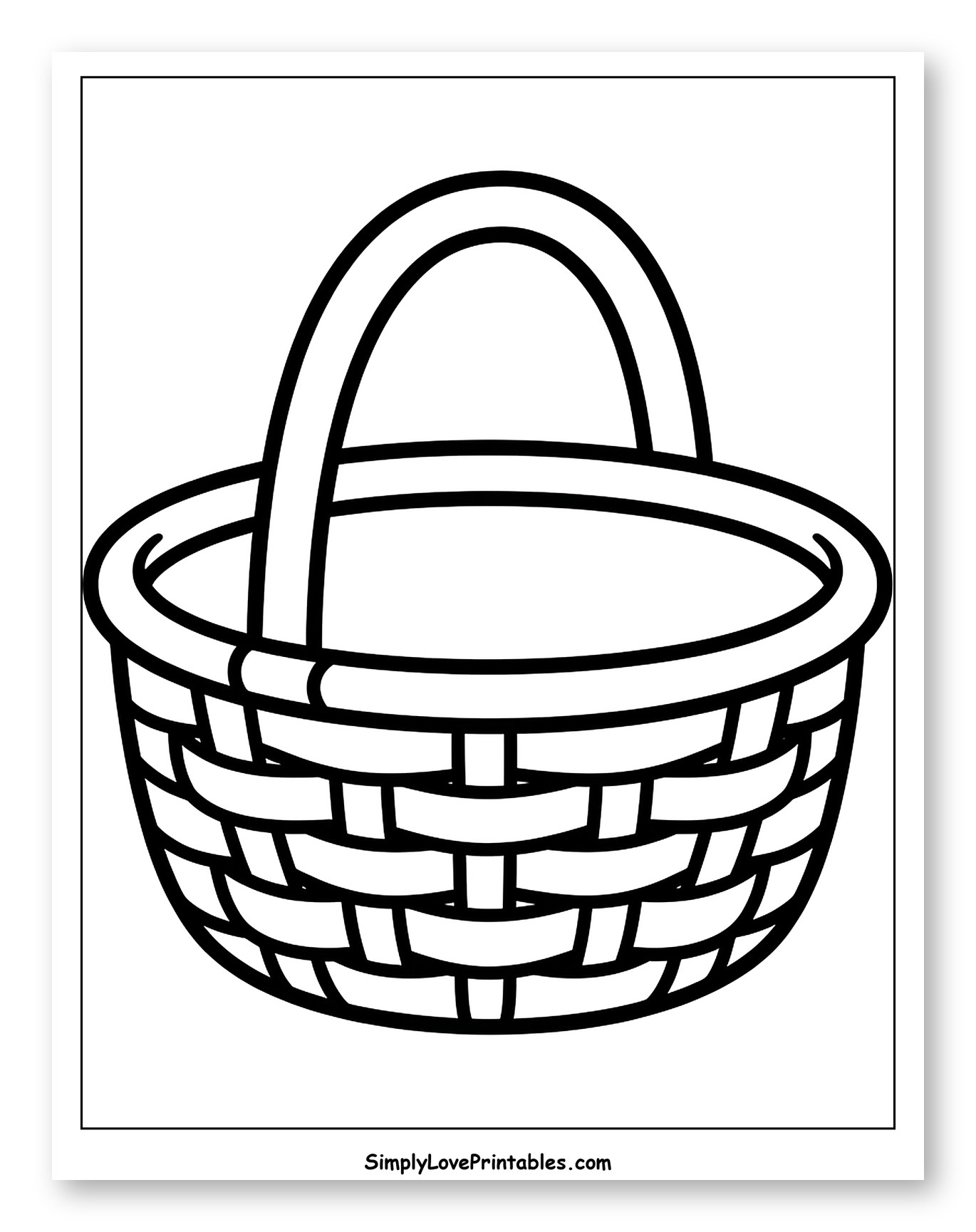 Woven Basket with Sturdy Handle Coloring Page for Toddlers