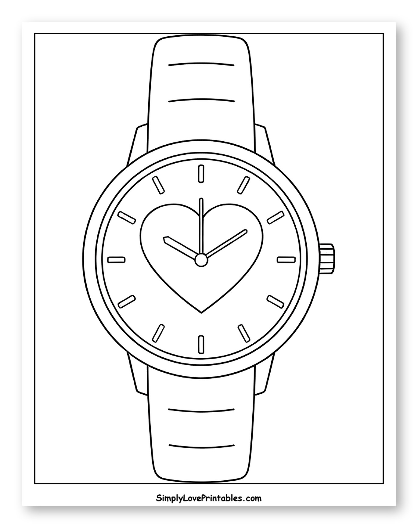 Wristwatch with Heart-shaped Face to Color for Toddlers