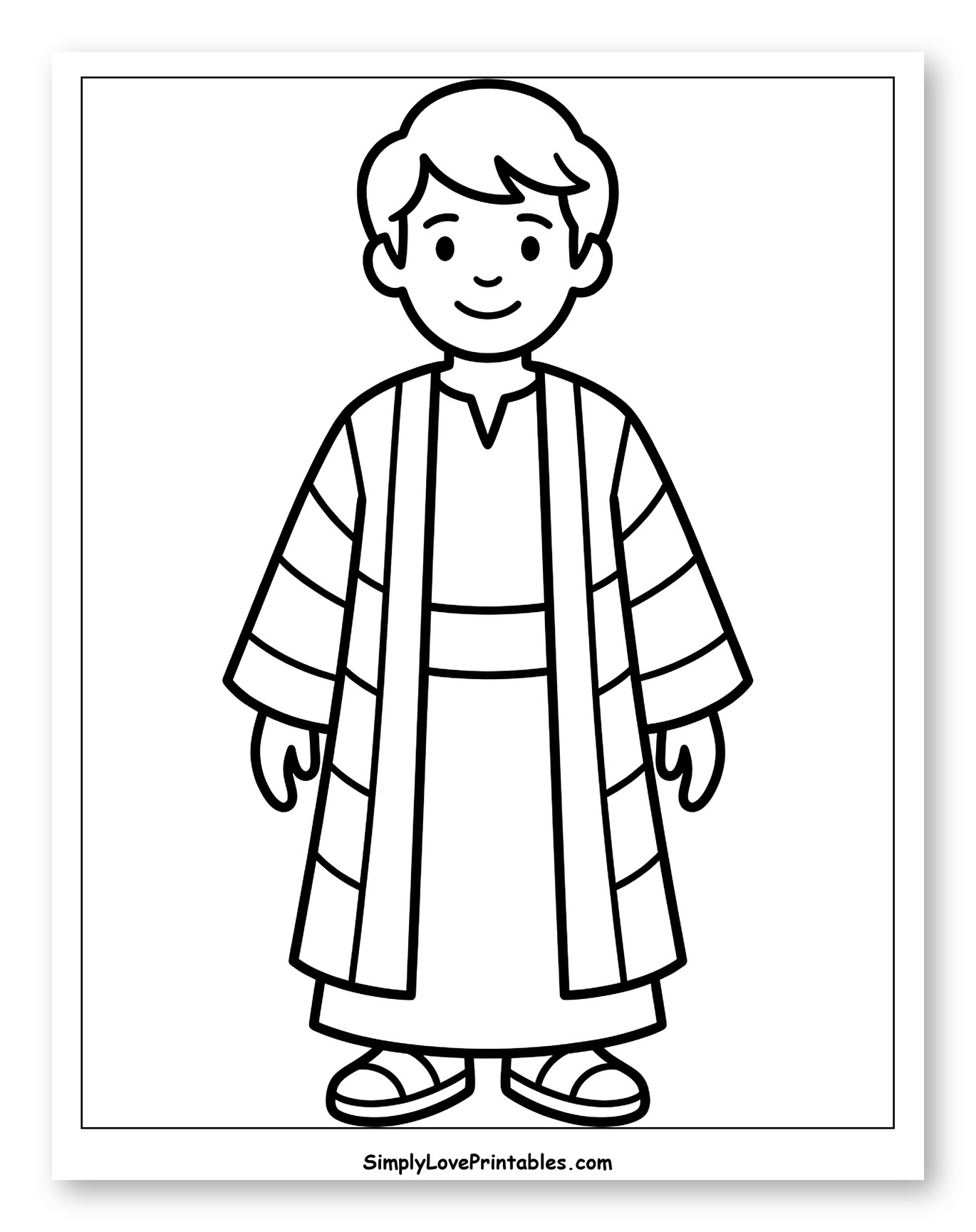 Young Boy in Traditional Robes and Sandals Coloring Page for Toddlers