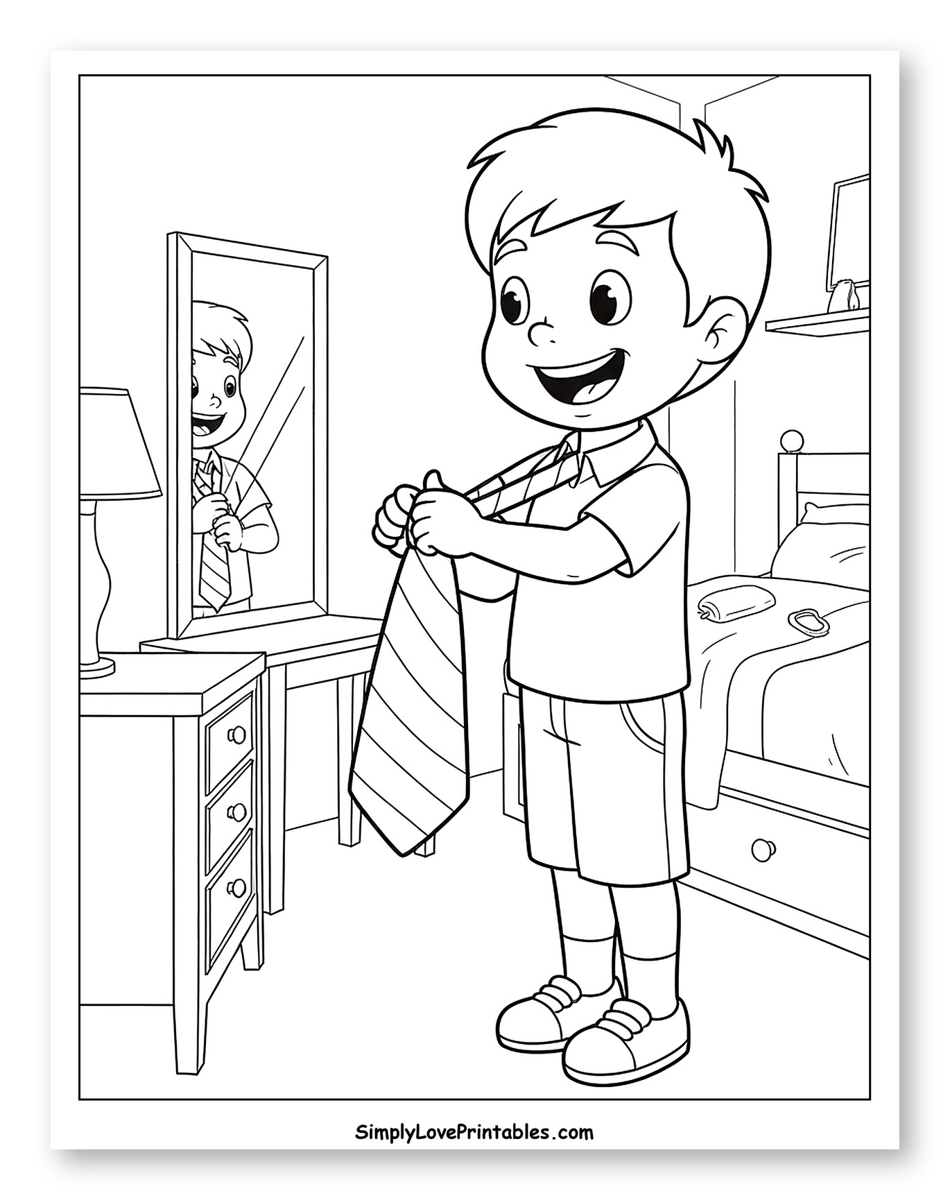 Young Boy Practicing Tying a Tie