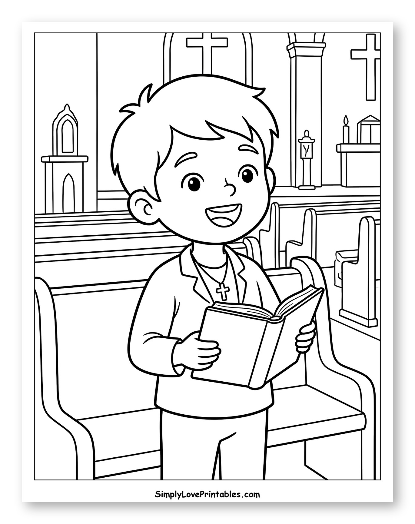Young Boy Reading Scripture in Church