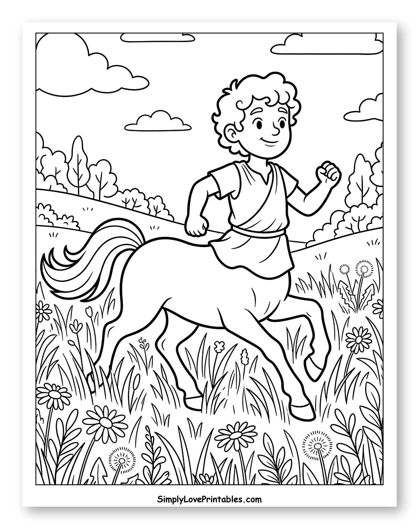 Young Centaur Running in a Flowery Field