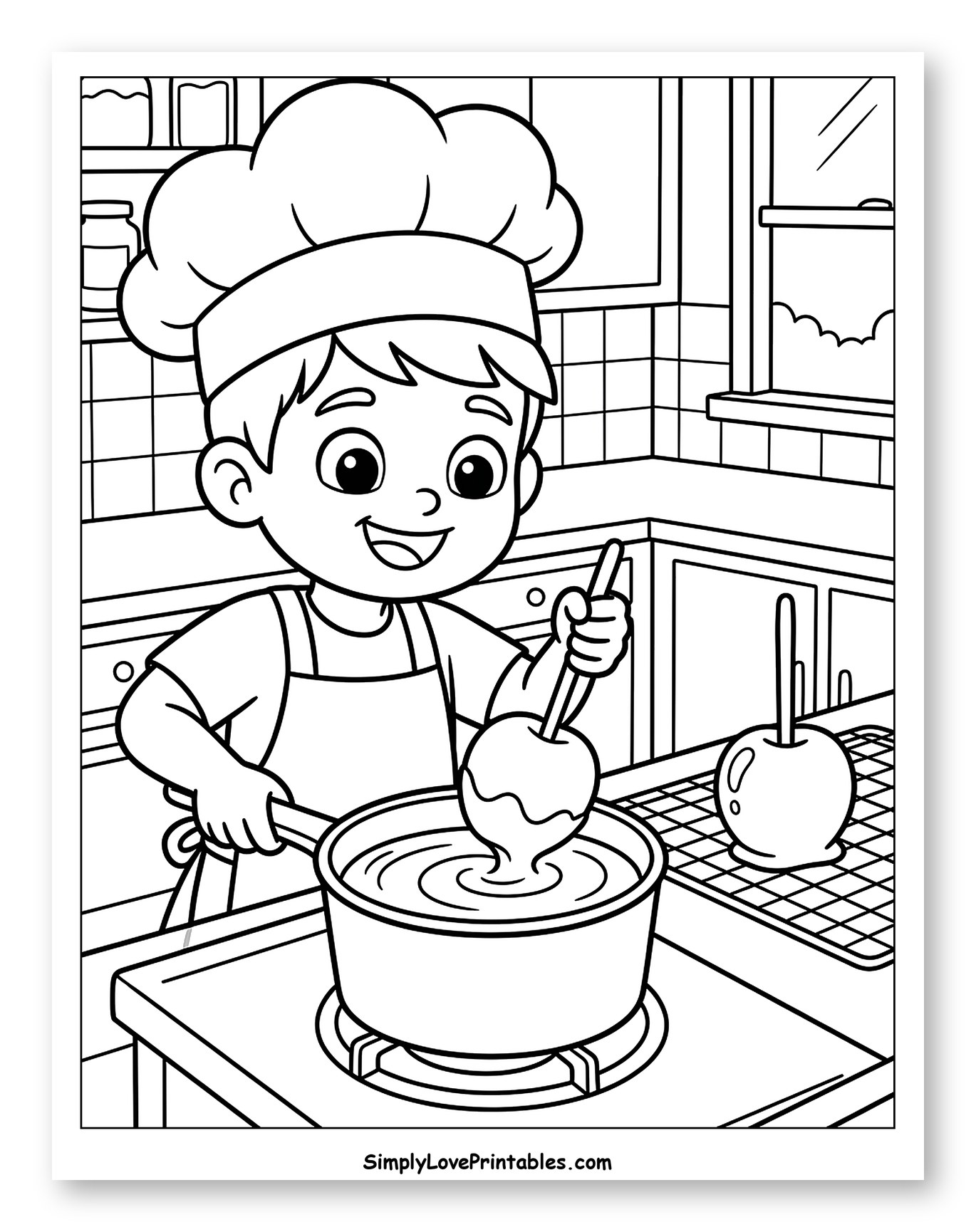 Young Chef Making Candy Apples