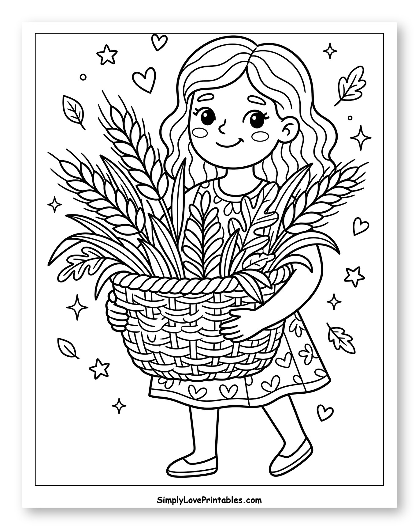 Young Girl Carrying Wheat Harvest