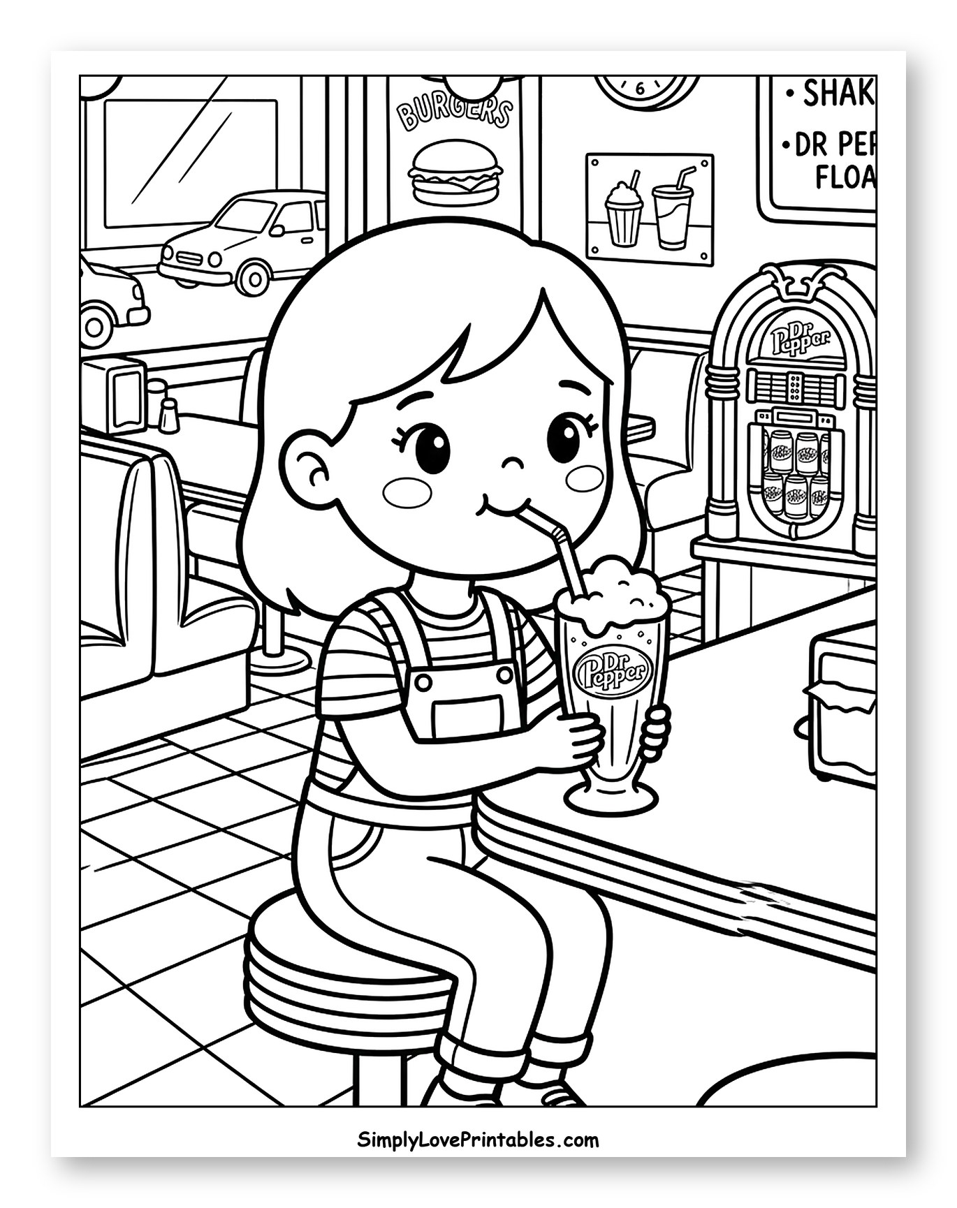 Young Girl Sipping Dr Pepper Float