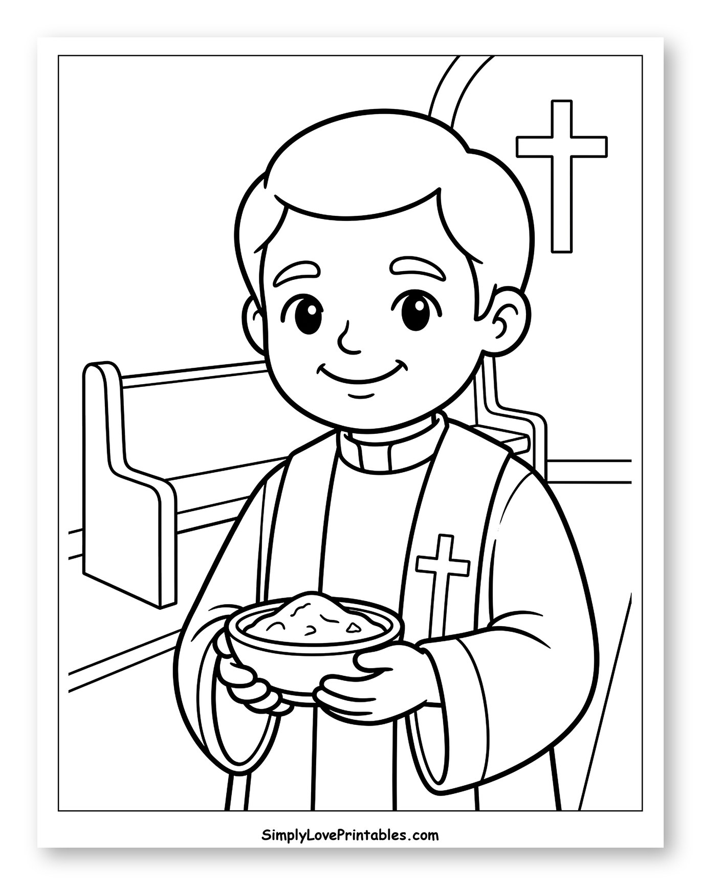 Young Priest Holding Ashes in Church